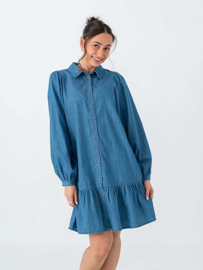Ichi Ancey Dress - Denim | Getinspired.no Ichi Ancey Dress - Denim | Getinspired.no