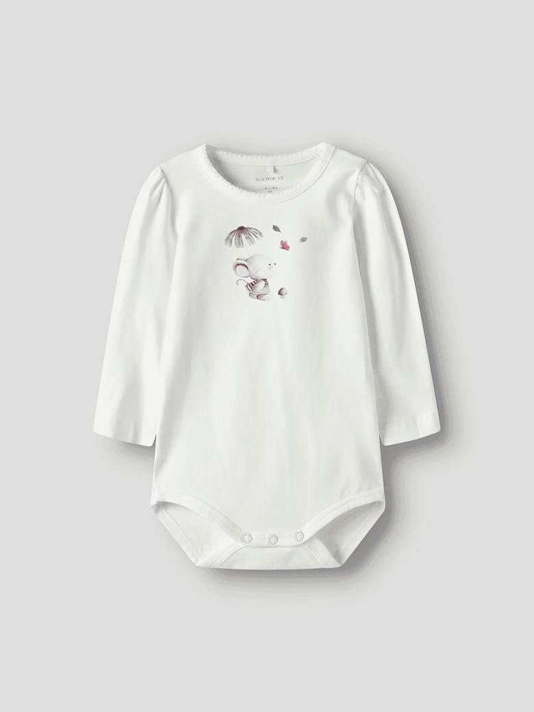 NAME IT Nbfwillitus Wool LS Body Maniche Lunghe In Lana Per Bimba - Termoregolante, Bottoni Automatici