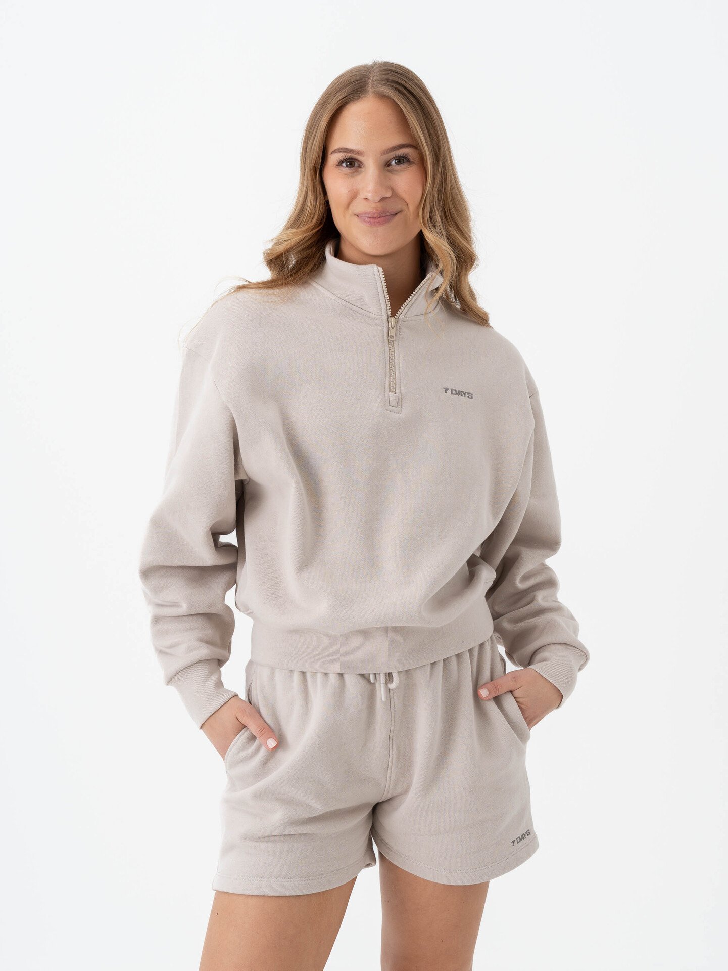 7 DAYS Active Organic Fitted Half Zip Silver Gray