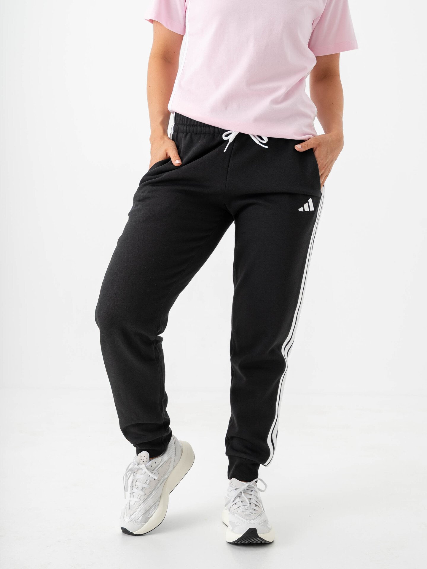 adidas 3-Stripes Fleece Slim Pant Black / White