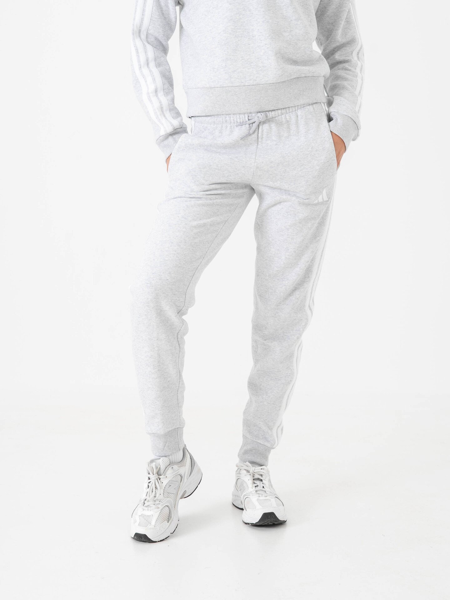 adidas 3-Stripes Fleece Slim Pant Grey / White