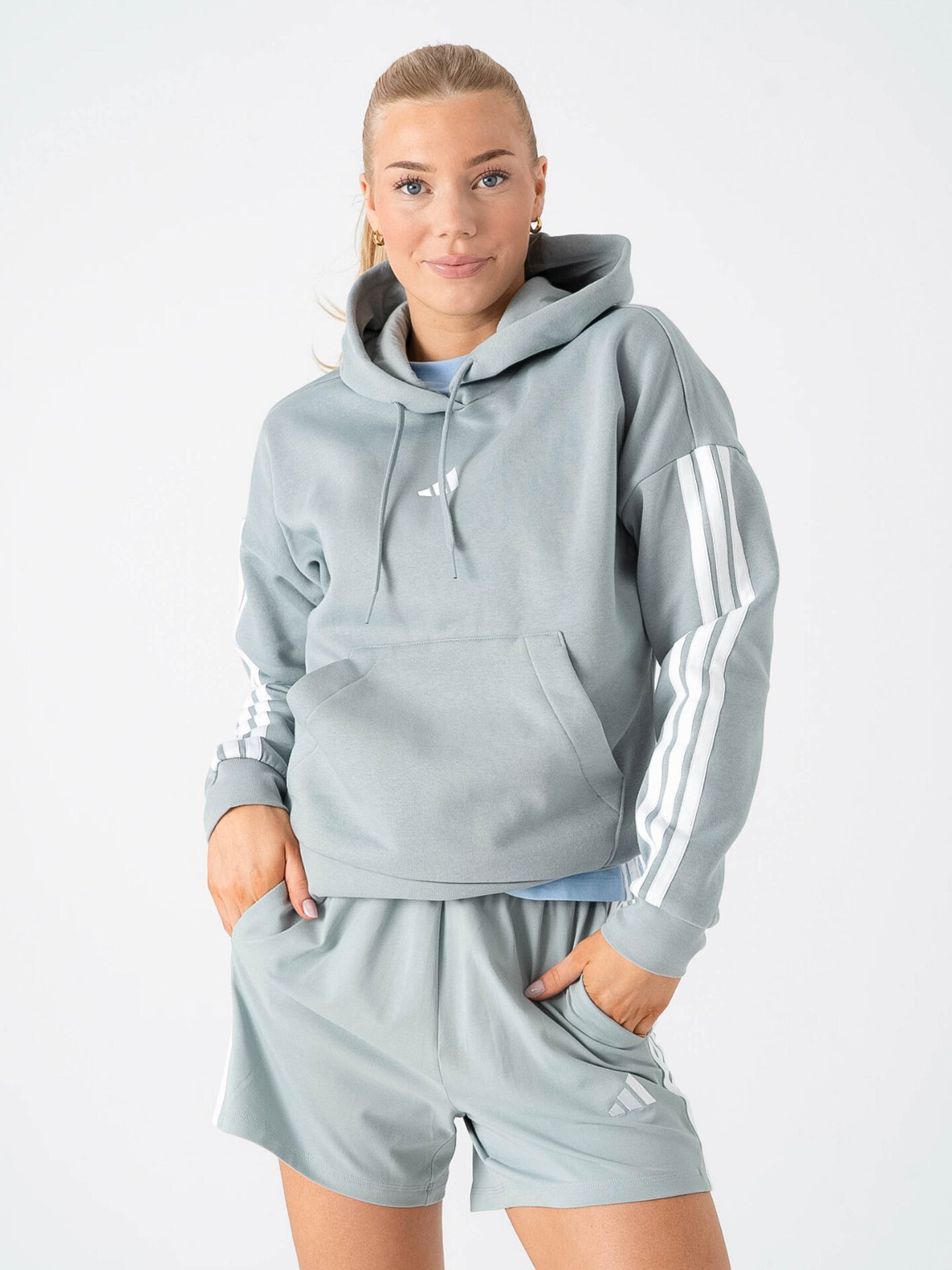 adidas 3-Stripes Fleece Hoodie Grønn