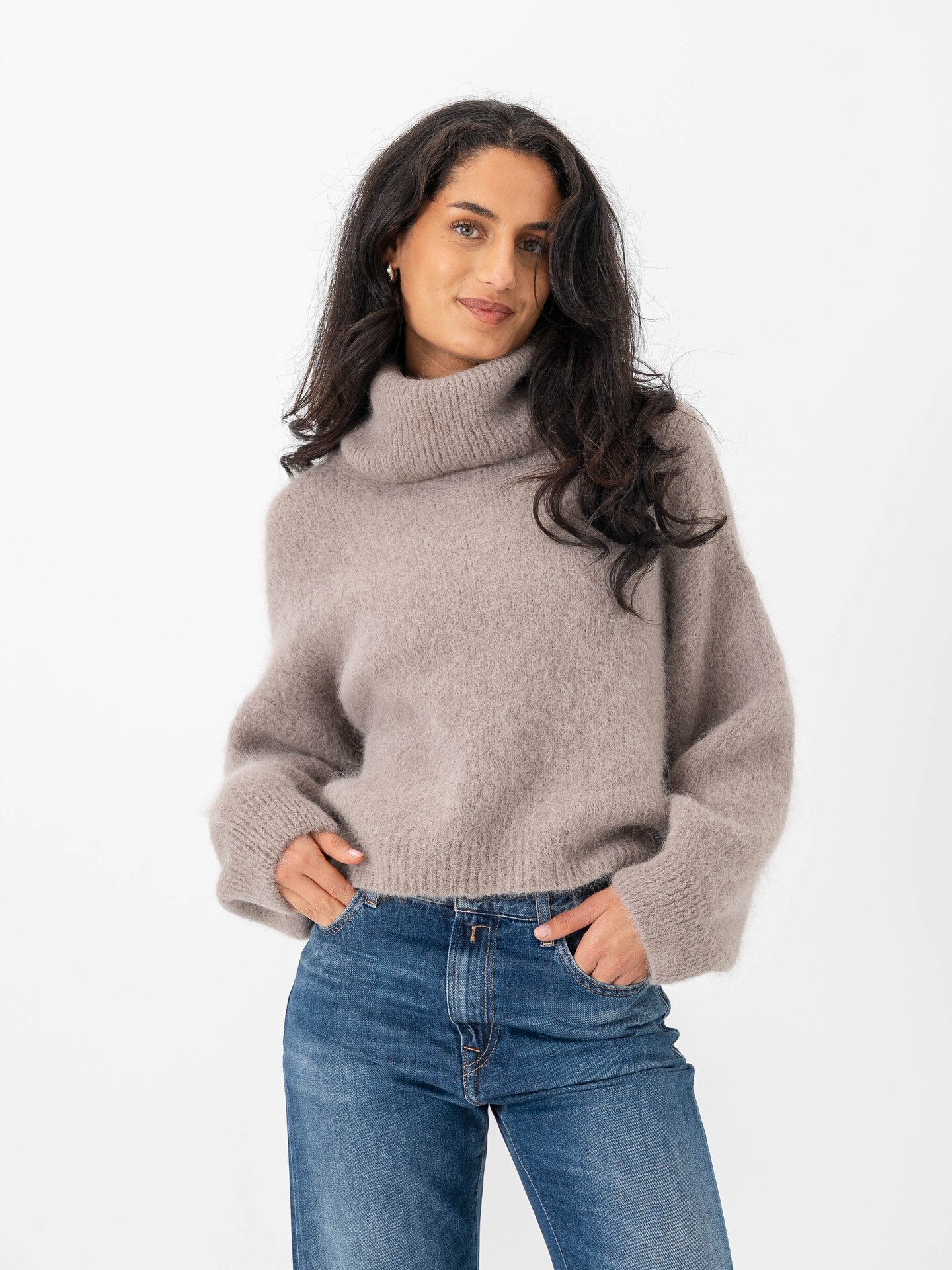 American Dreams Andrea Rollneck Alpaca Pullover Light Taupe