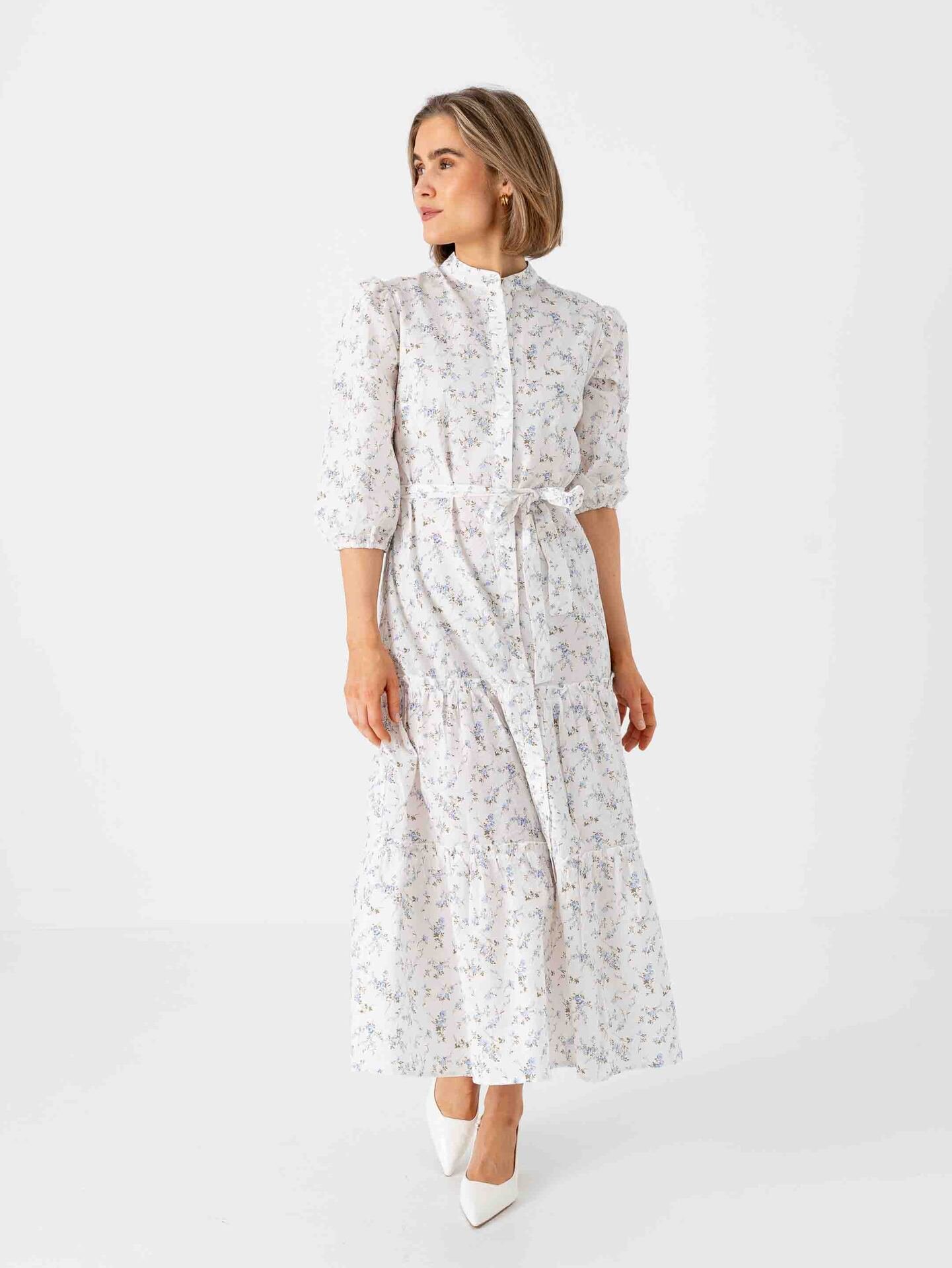 A-View Kate Long Dress Off White / Blue