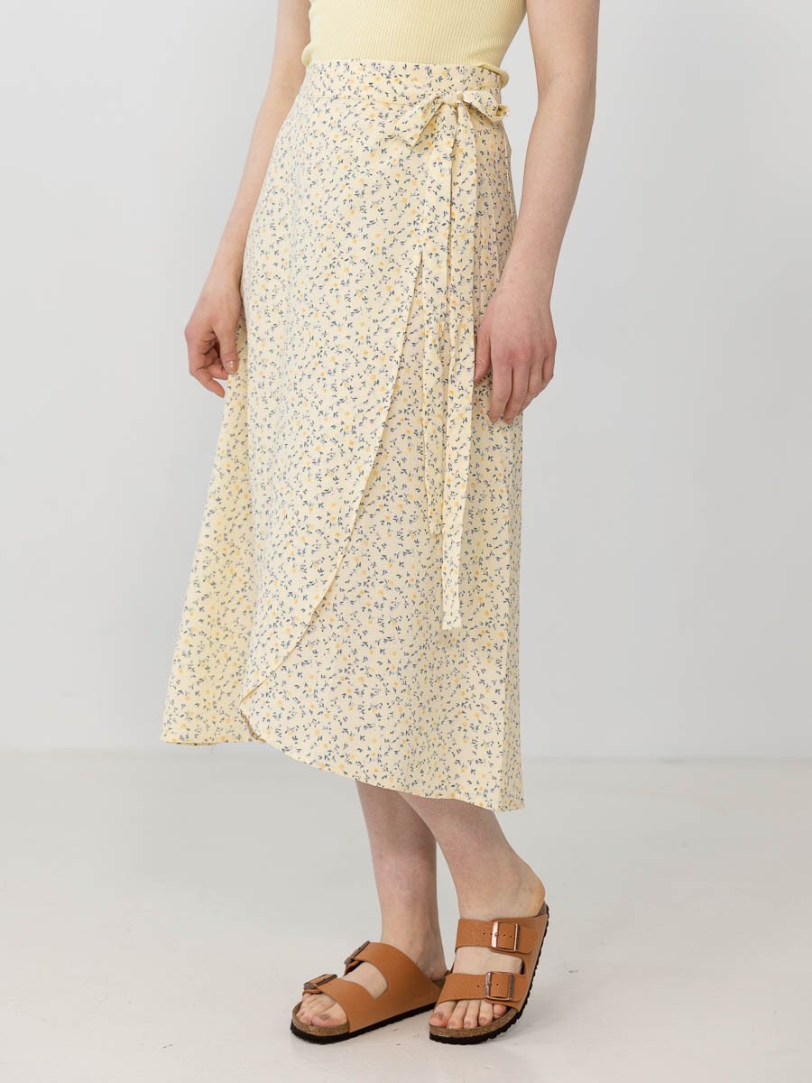 A-View Peony Wrap Skirt Light Yellow