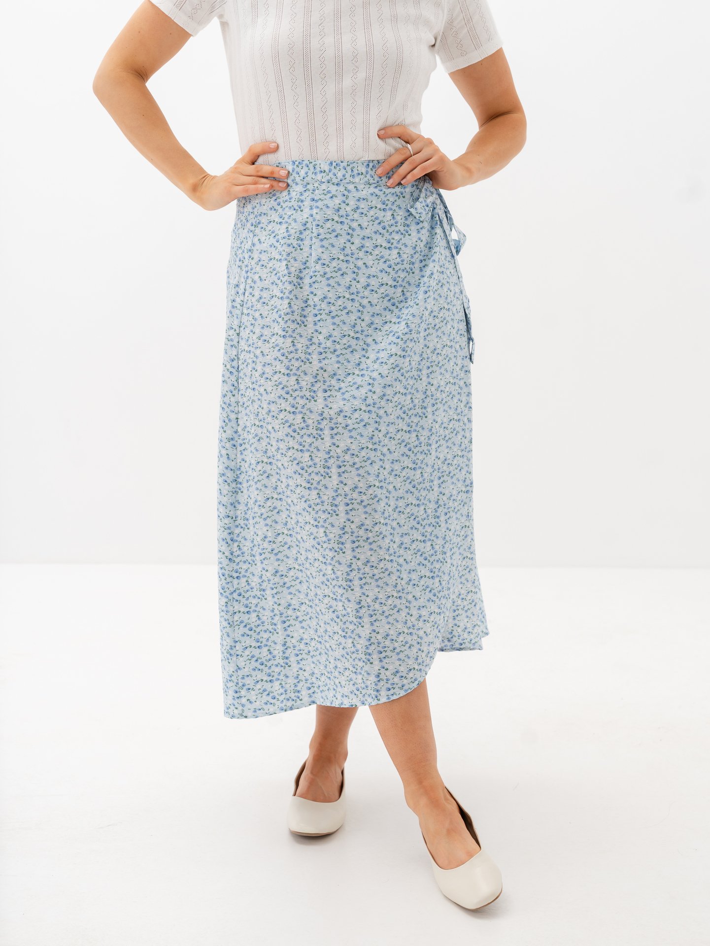 A-View Peony Wrap Skirt Blue/white