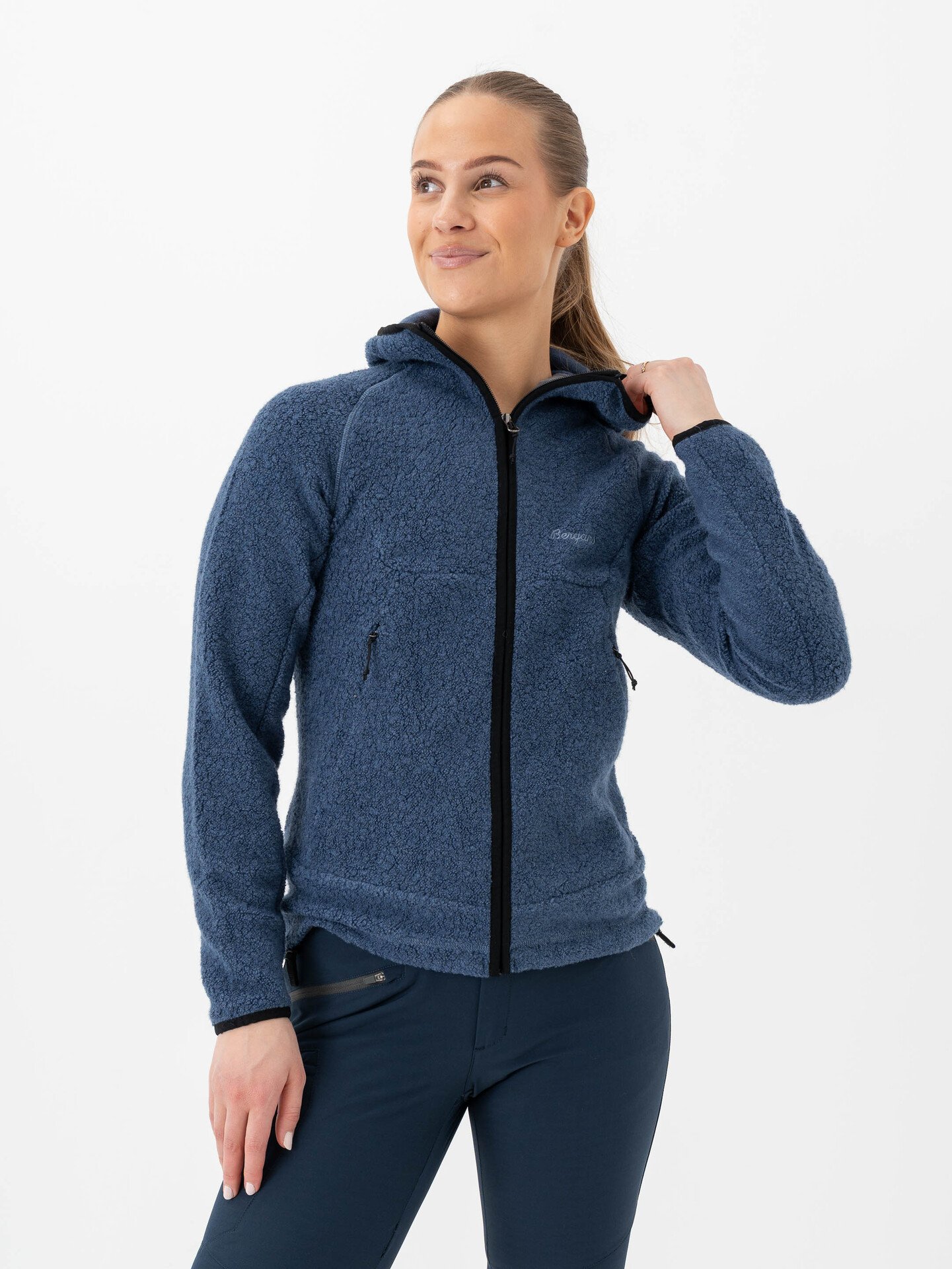 Bergans Vaagaa Merino Terry Midlayer Hoodie Women Granite Blue