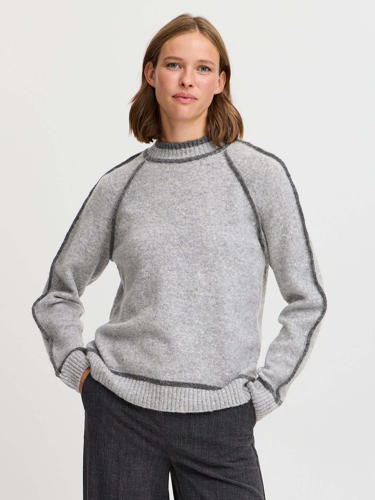 B.YOUNG Ninna W.Turtle Neck Mid Grey Melange Mix