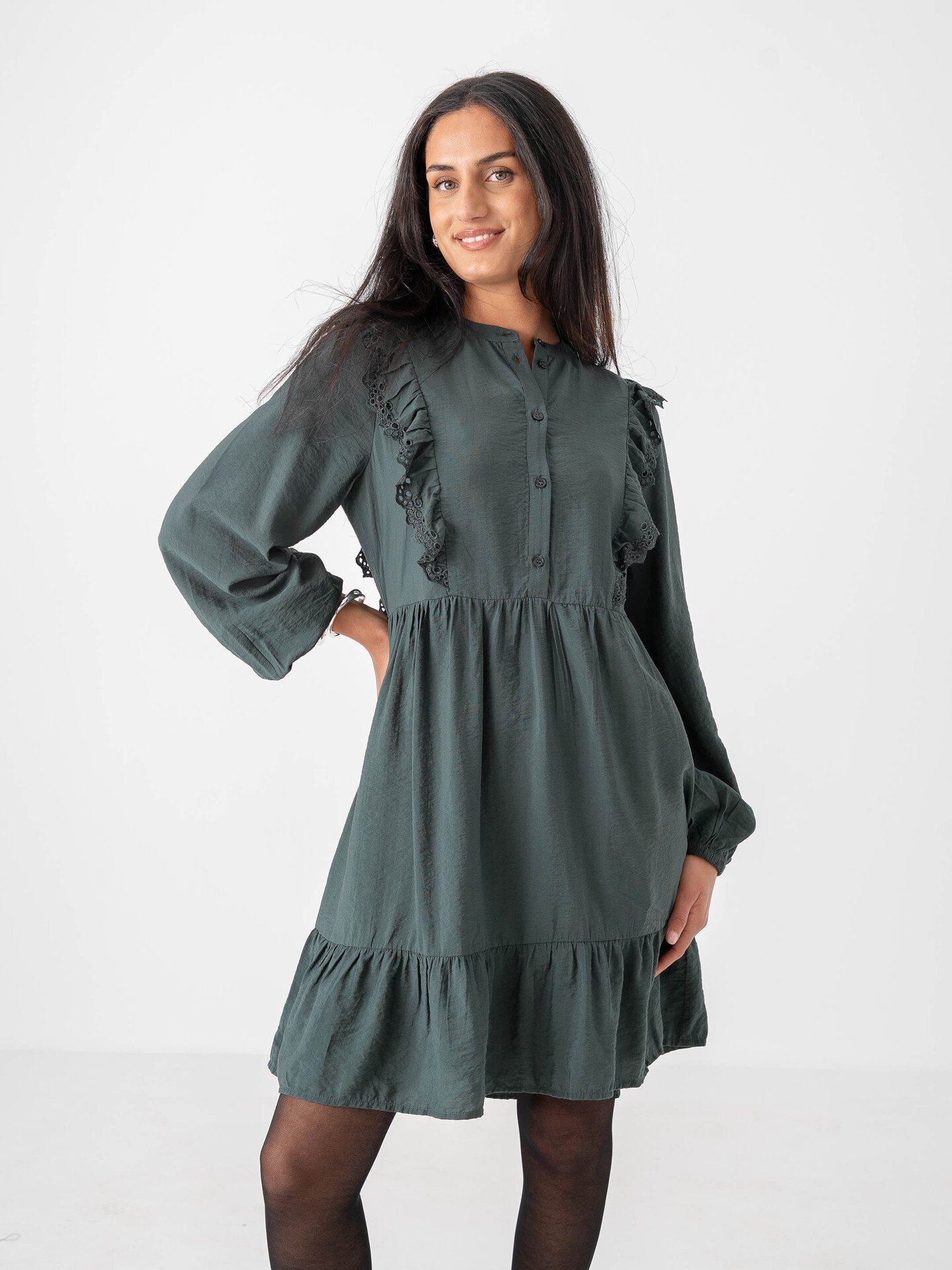 B.YOUNG Janva Frill Short Dress Green Gables