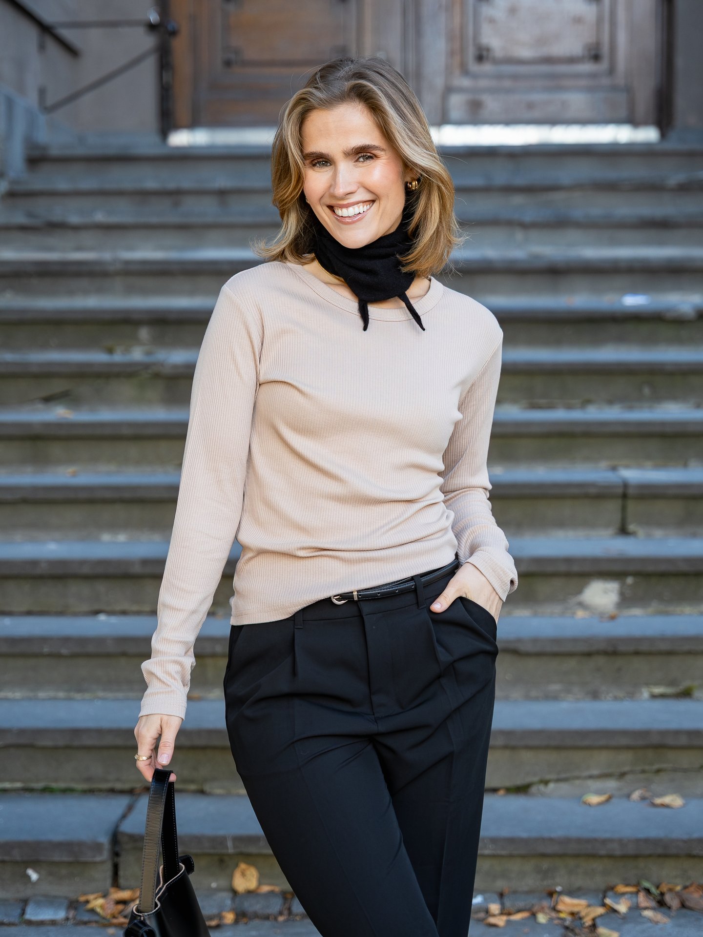 Comprimé Basic Rib Longsleeve Nude