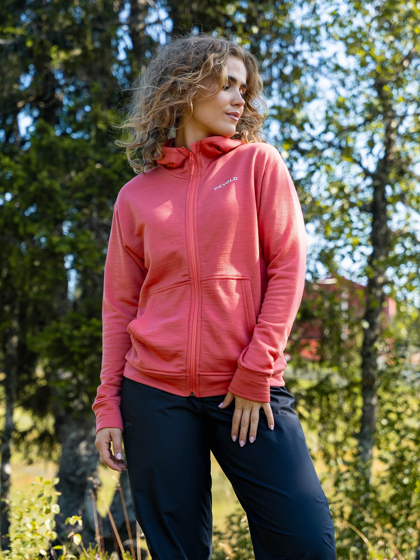 Devold Everyday Zip Hoodie Woman Coral