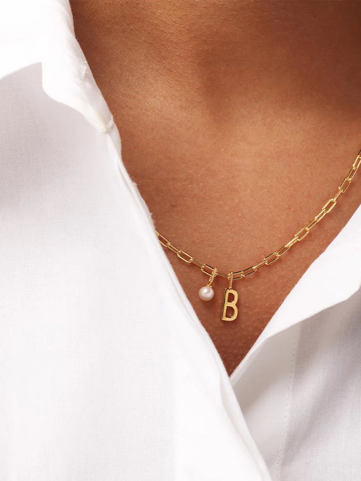 Design Letters Pearl Drop Charm 5mm Gold plated Gold