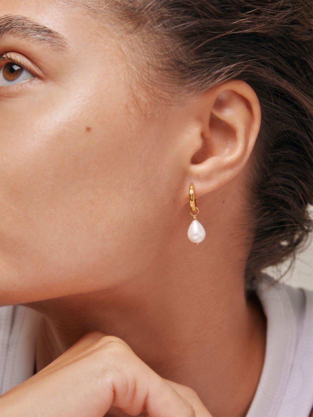 ENAMEL Copenhagen Significant Pearl Hoops Gull