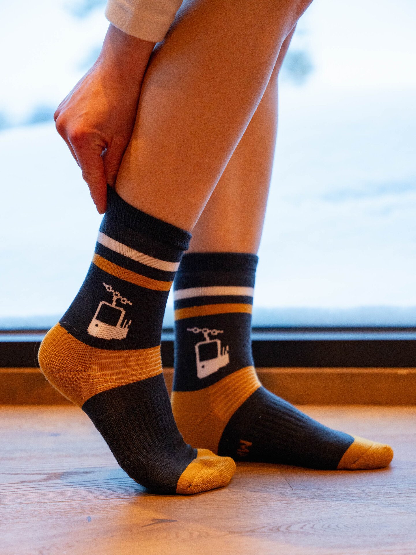 Hygge Merinoull Sokk - Massasje Mørkeblå / Gull