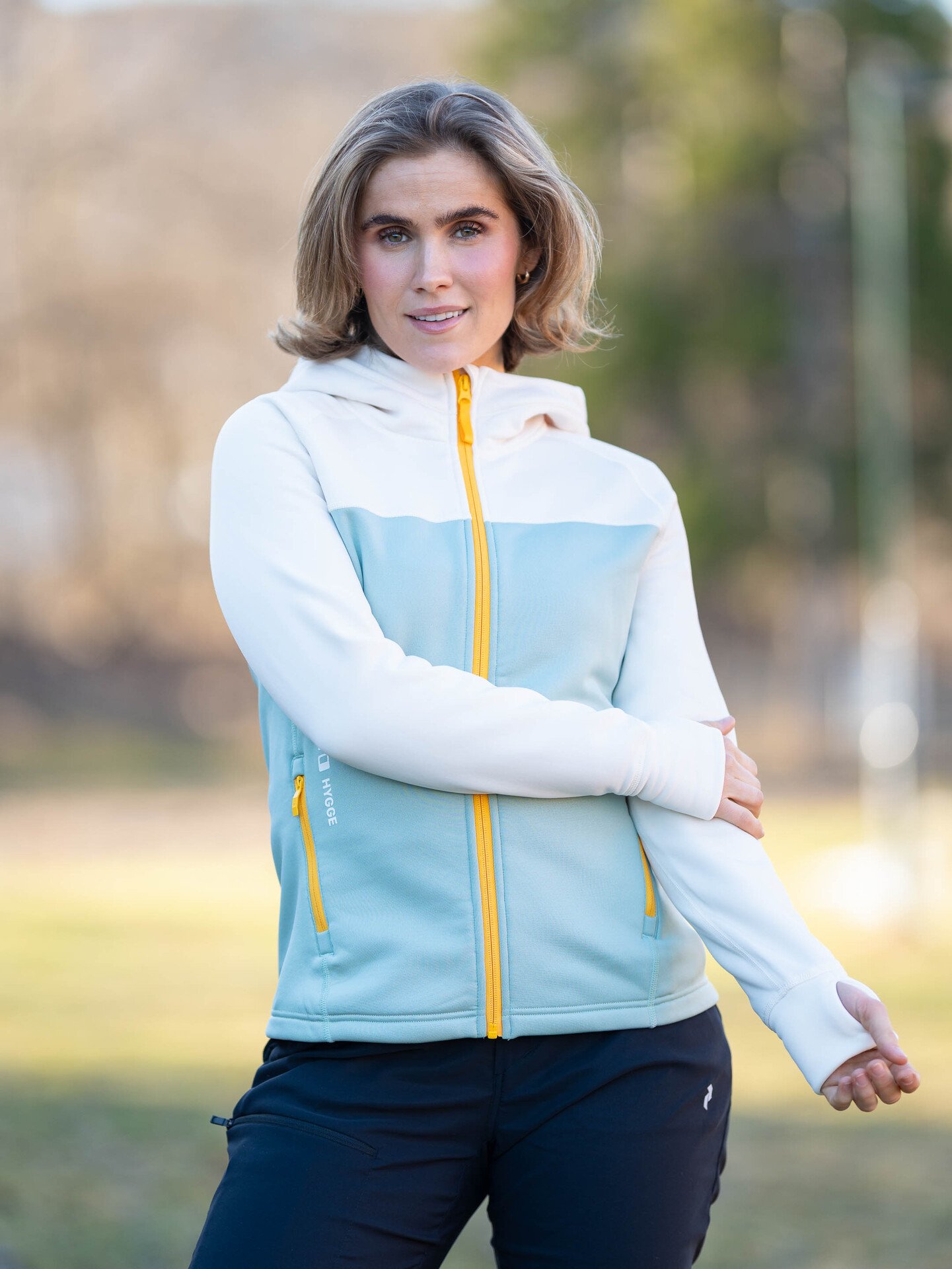 Hygge Women's Pow Zip Hoodie Beige / Light Green