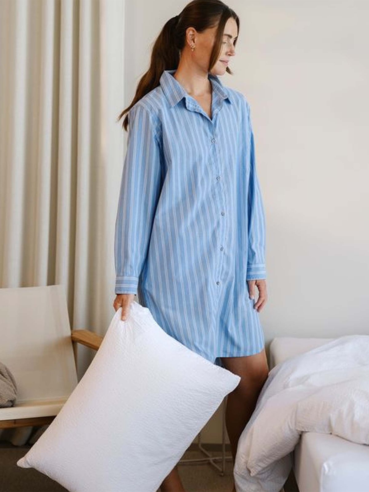 Høie Sana Nattskjorte Blå