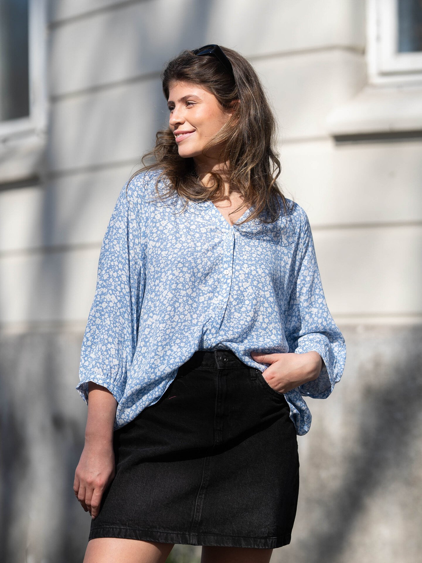 Ichi Marrakech AOP Shirt 5 Della Robbia Blue Flower AOP