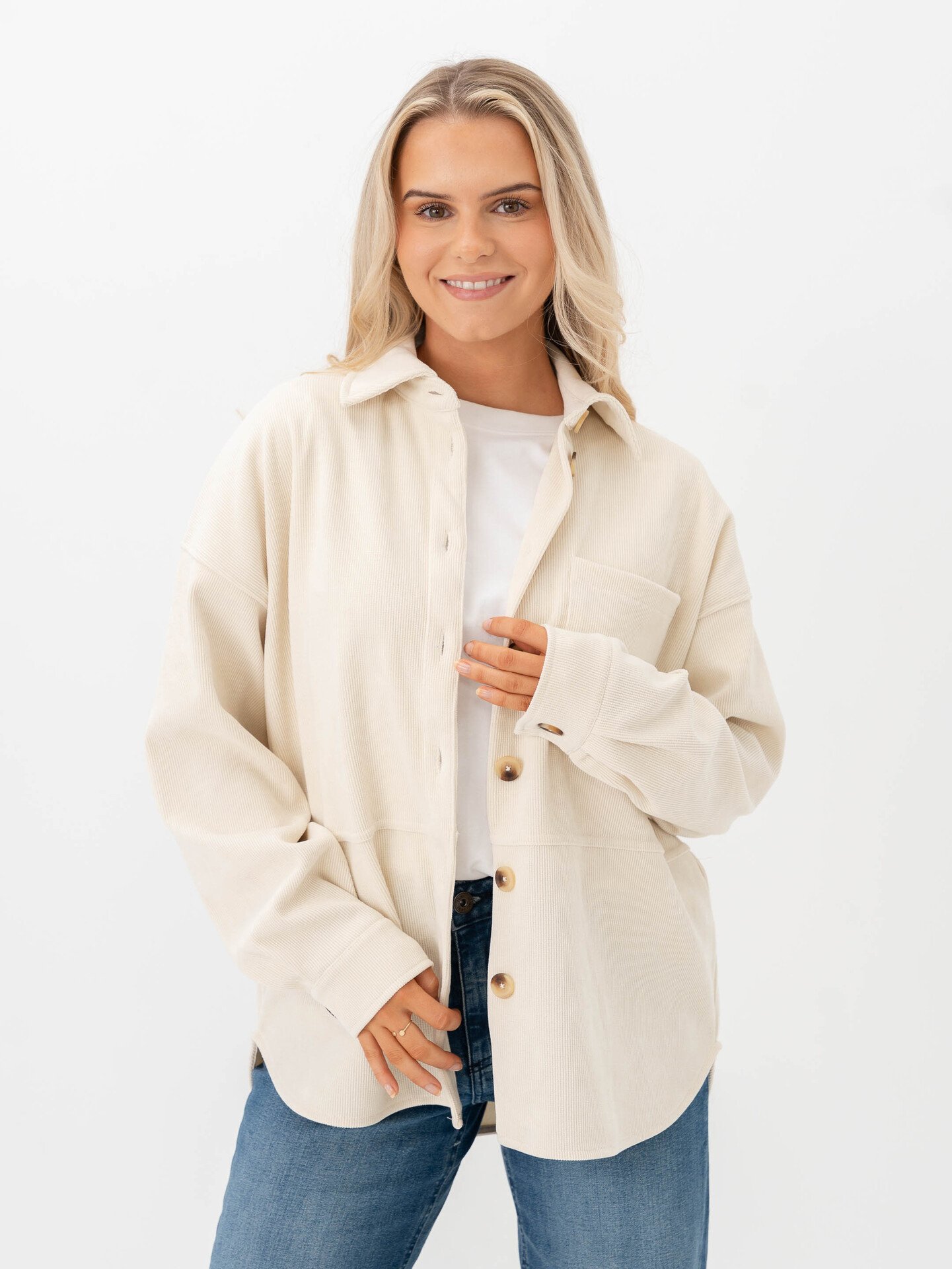 Ichi Kate Corduroy Shirt Almond Milk