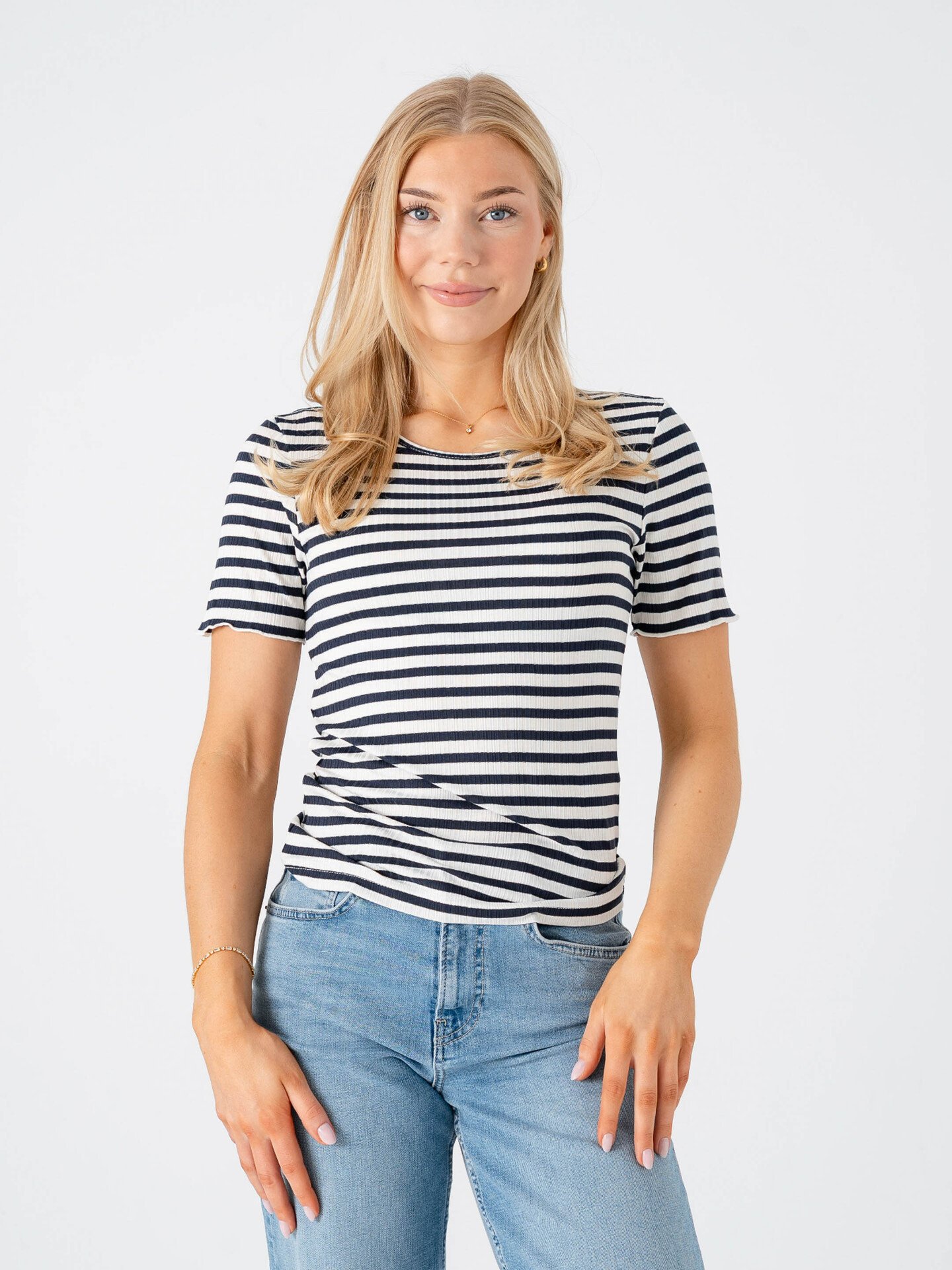Ichi Cella Short Sleeve Total Eclipse Stripe