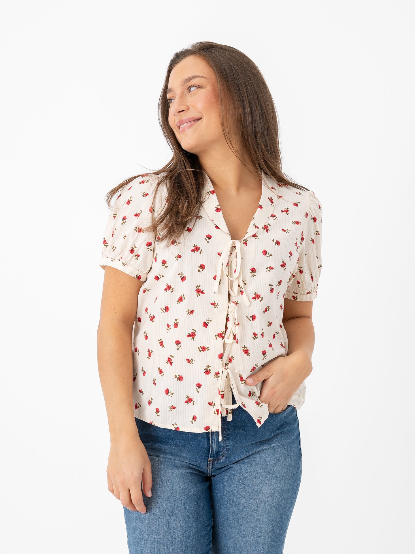 Ichi Rosey Shirt Geranium Flower All Over Print