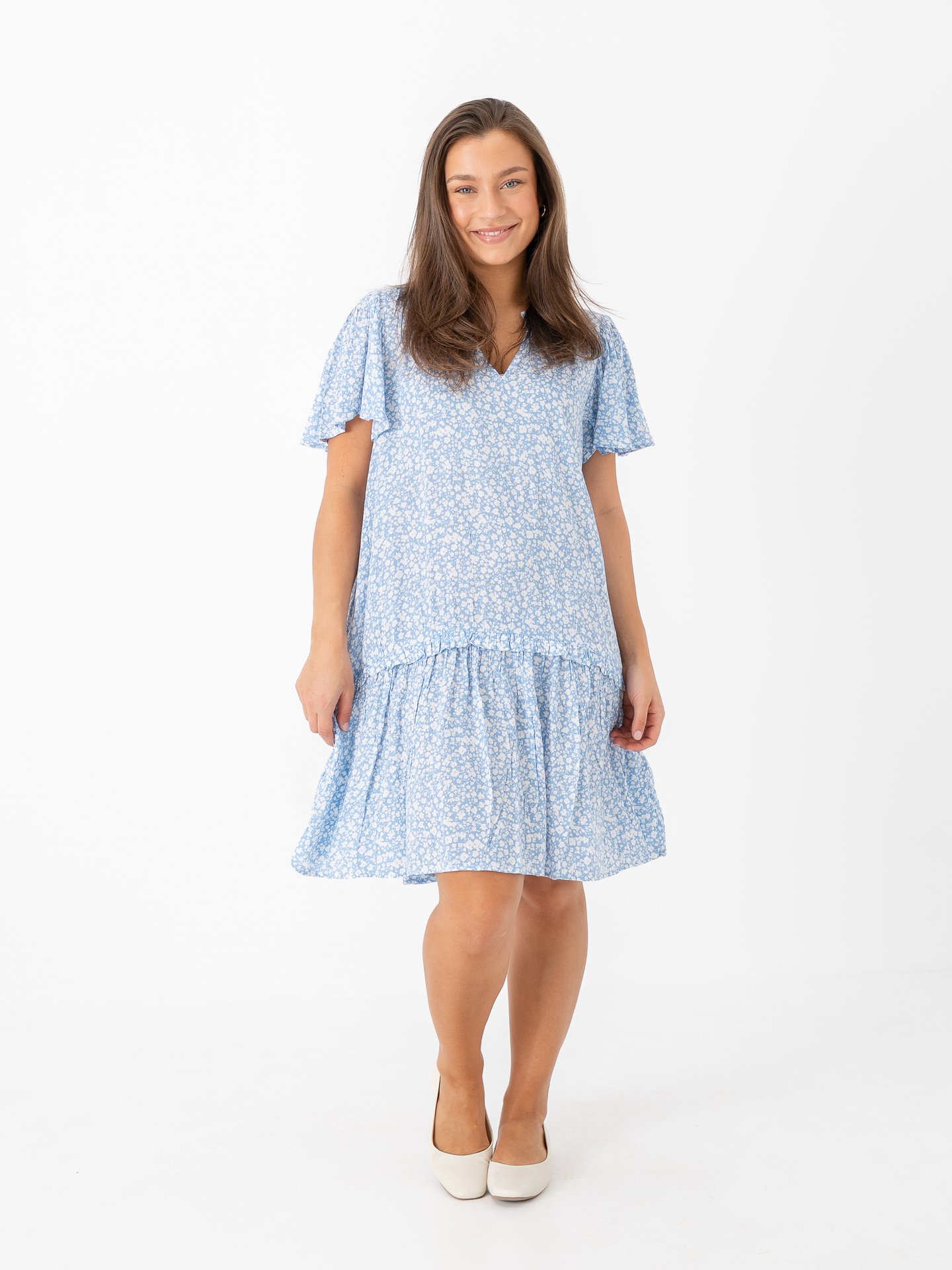 Ichi Marrakech Aop Dress 18 Della Robbia Blue Flower Aop