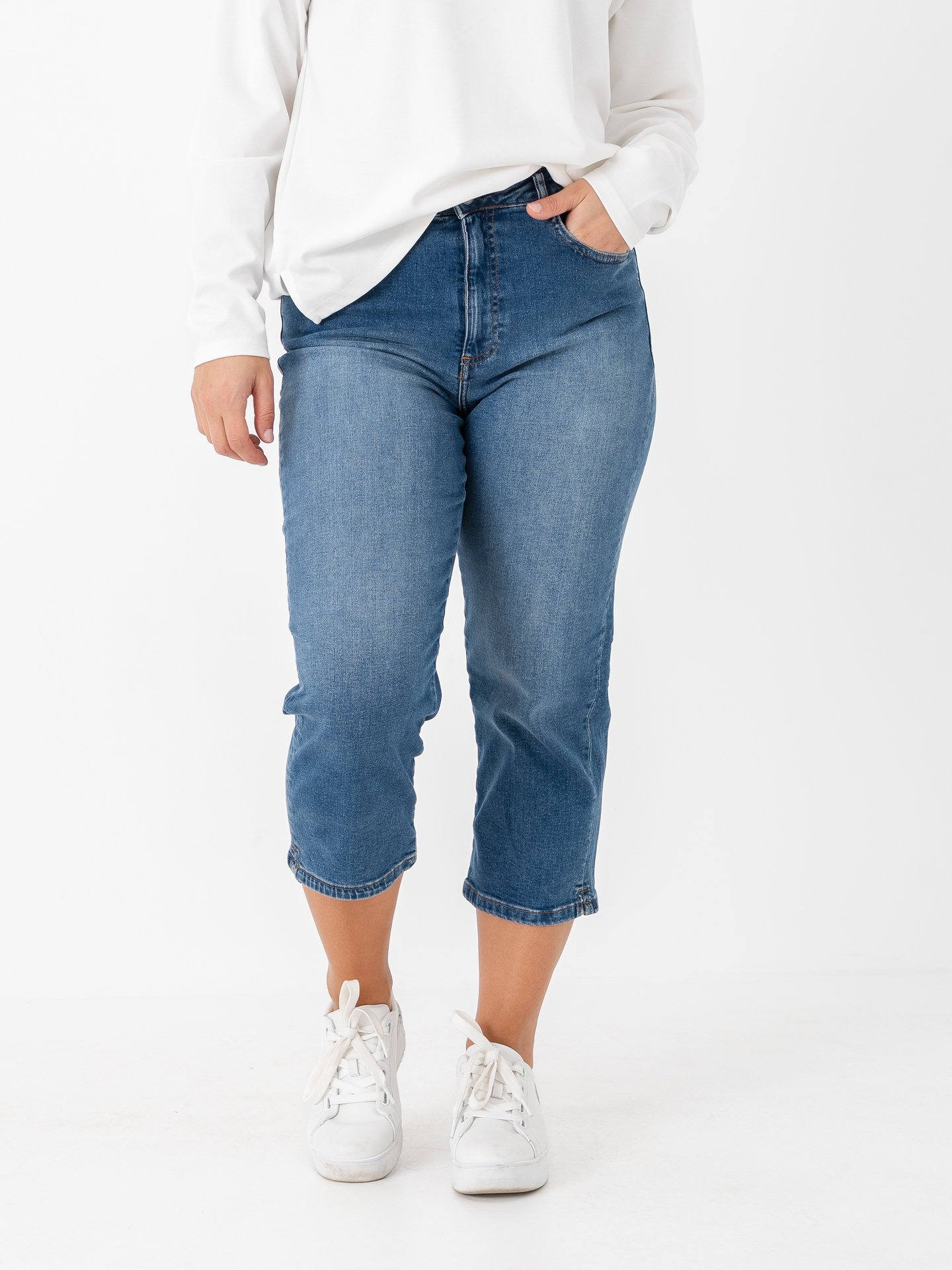 Ichi Twiggy Short Washed Medium Blue