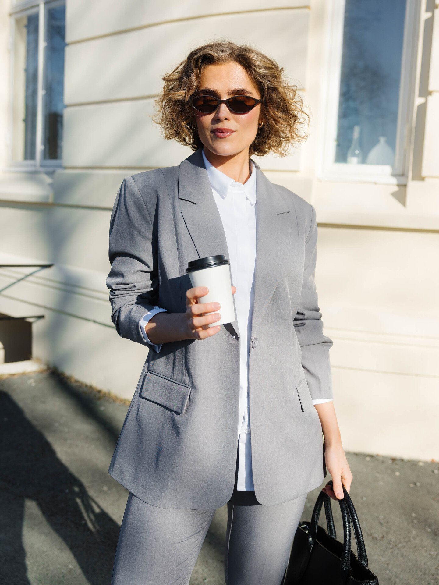 Ichi Fava Long Blazer Grey Melange