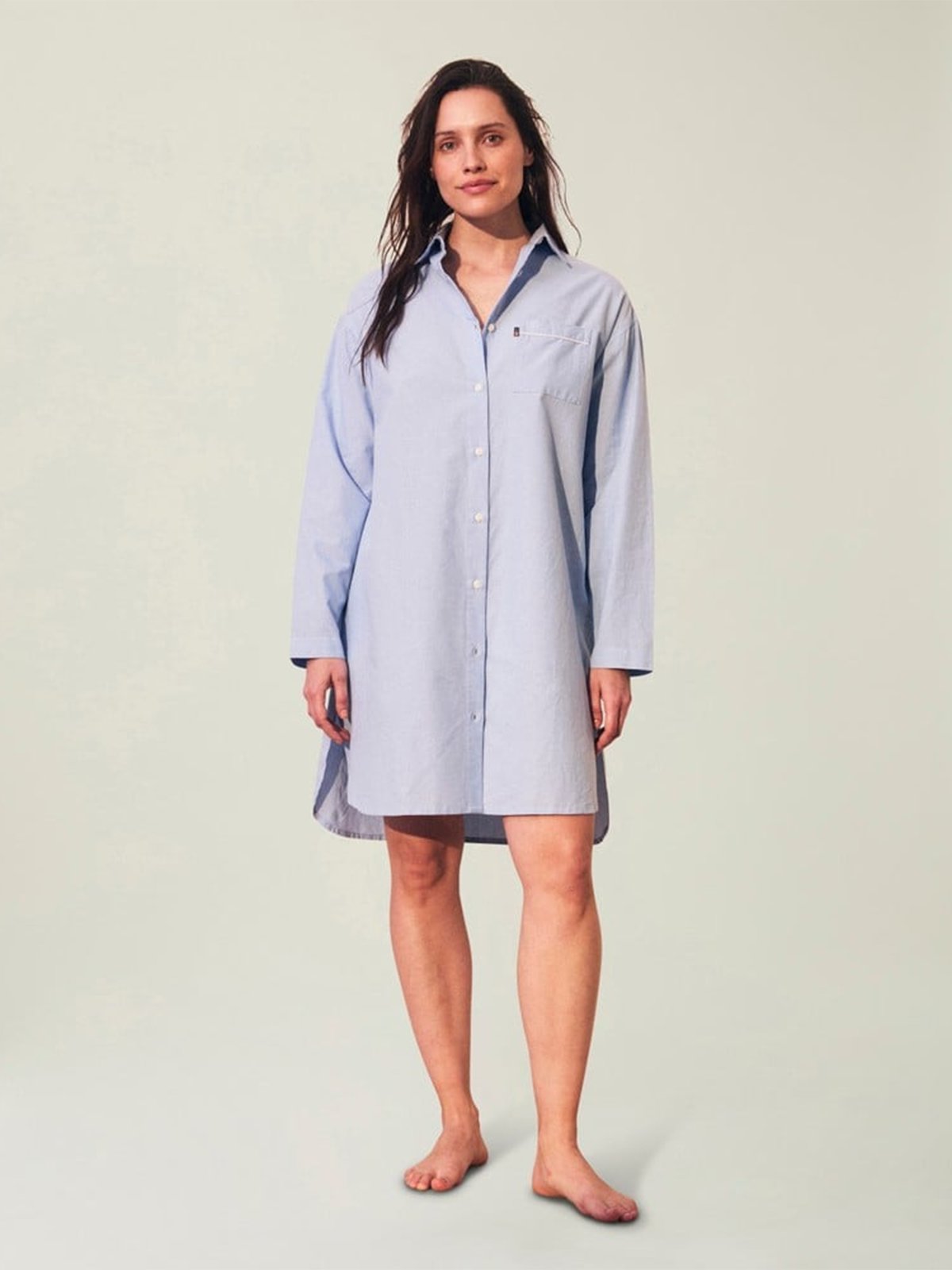 Lexington ICONS Luna Organic Cotton Light Oxford Nightshirt Blå