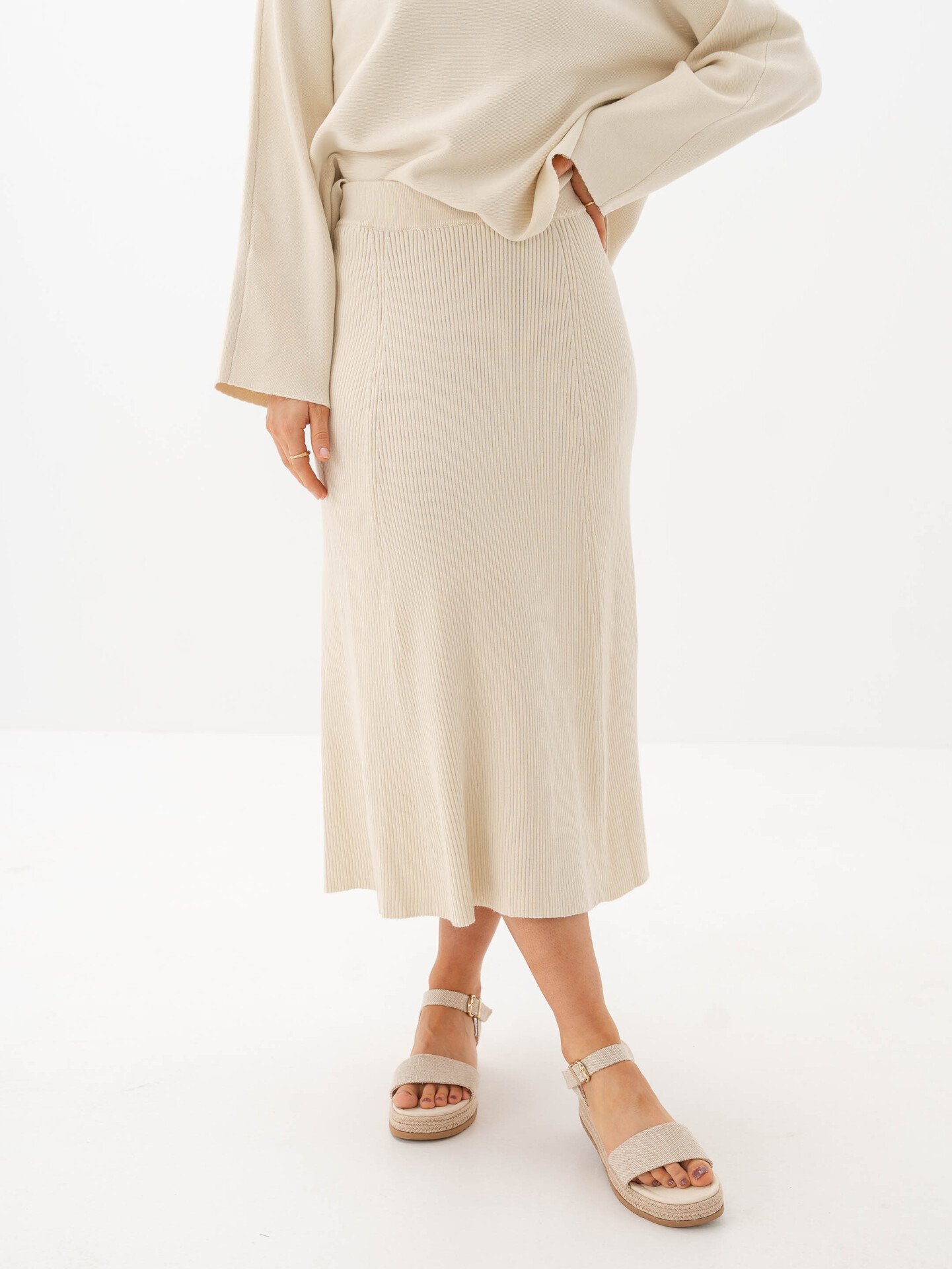 MSCH Copenhagen Hille Hasle Rib Skirt Pistachio Shell