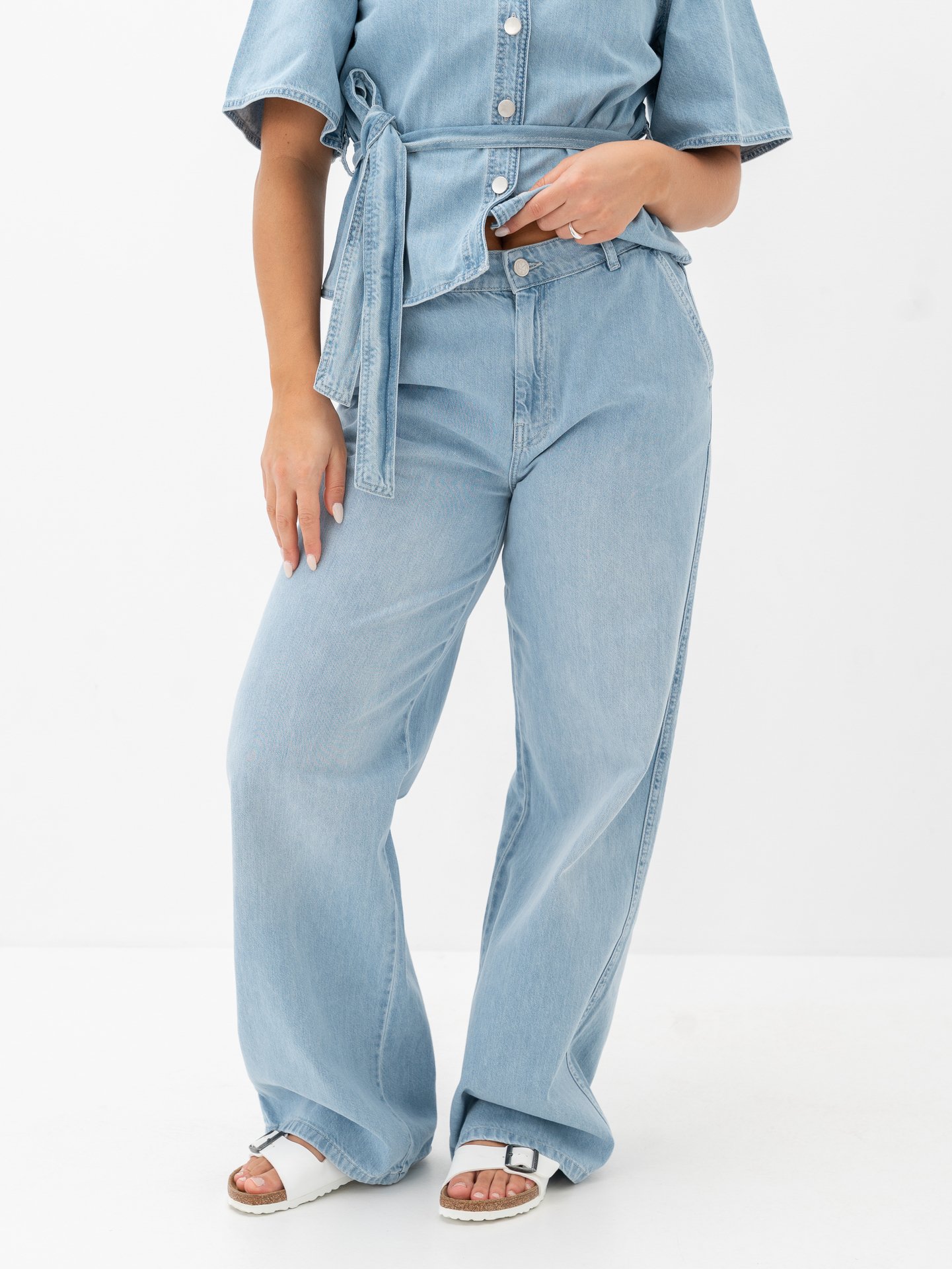 MSCH Copenhagen Ingrid Lis High Waist Wide Jeans Light Blue Wash