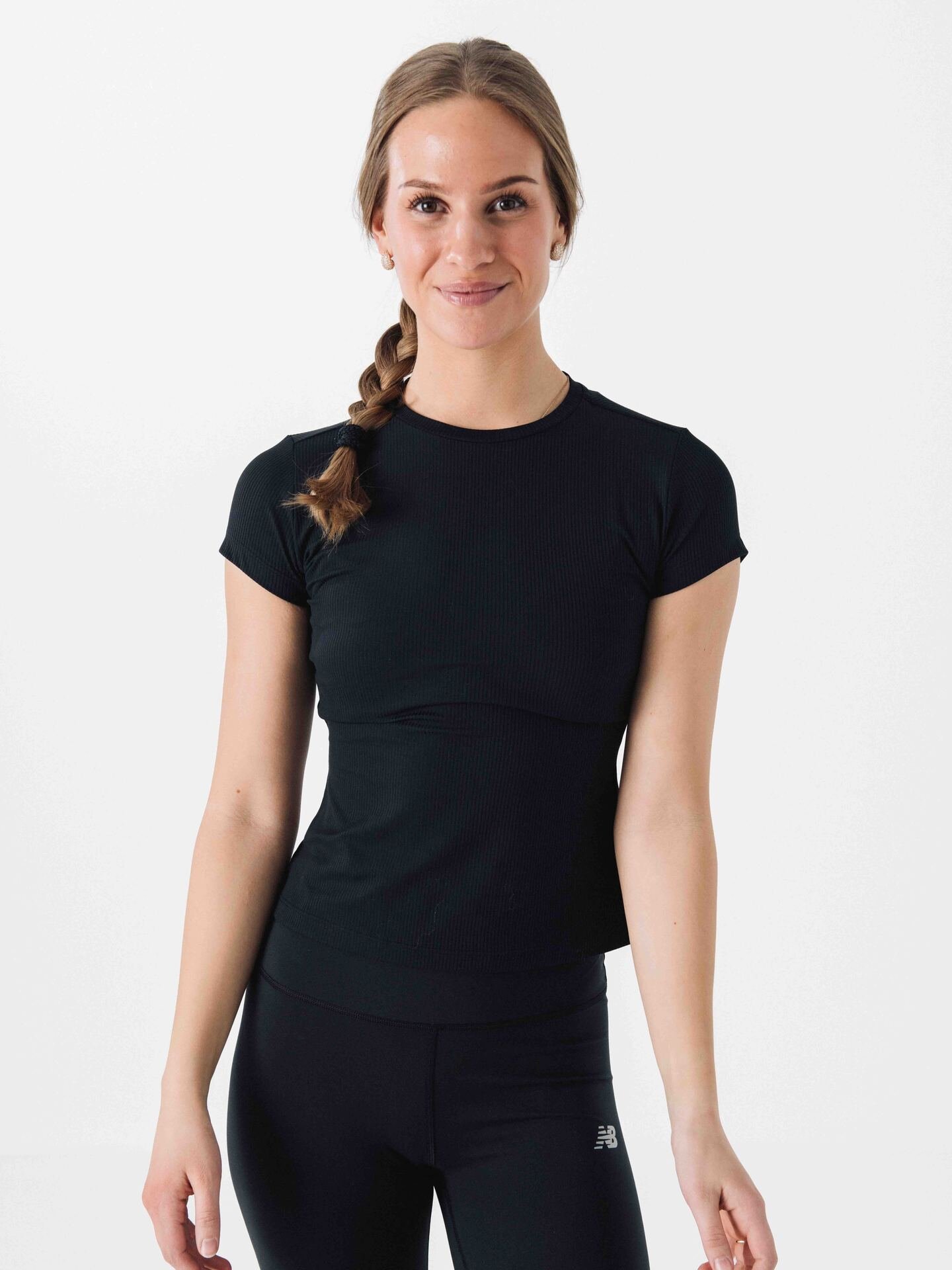 New Balance Ribbed Fitted T-Shirt Black