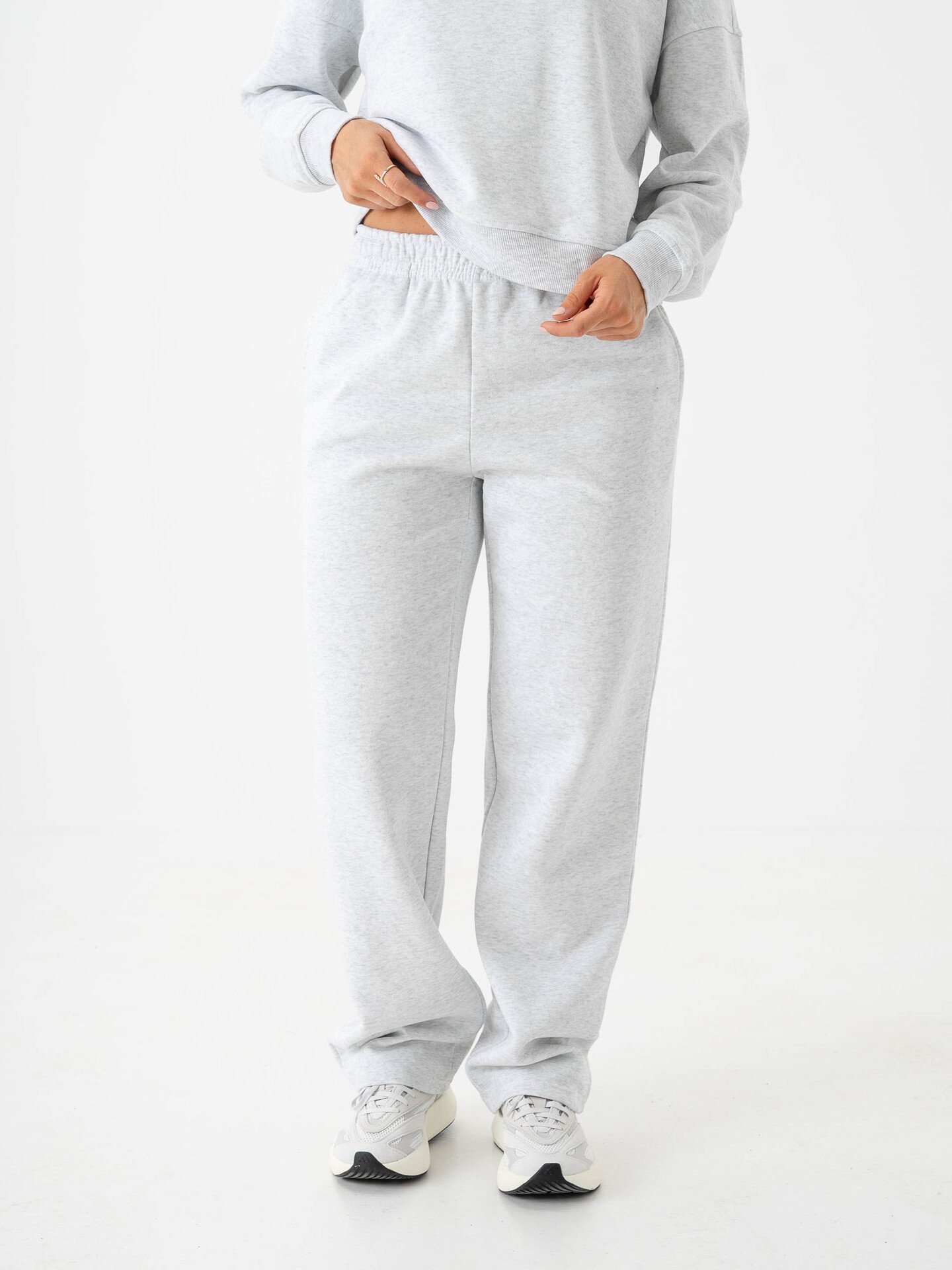 Only Daze Straight Pants Sweat Light Grey Melange