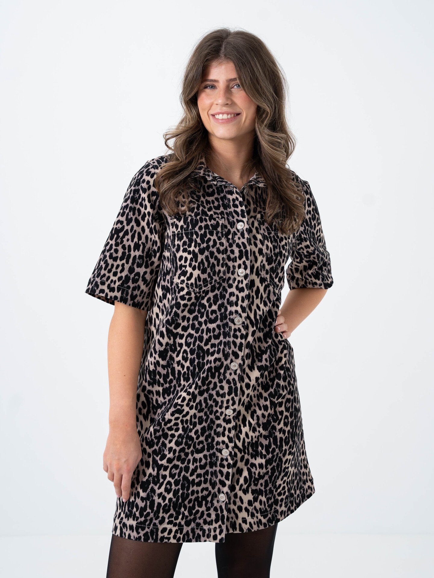 Only Anlie Short Sleeve Dress Black Leo