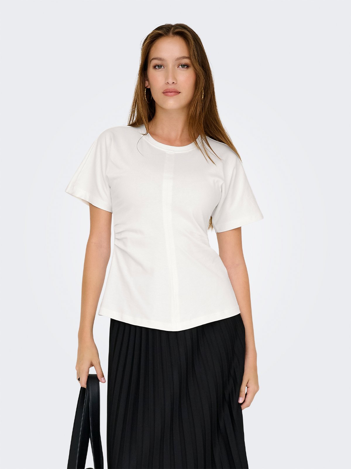 Only Marie Short Sleeve Ruching Top Cloud Dancer