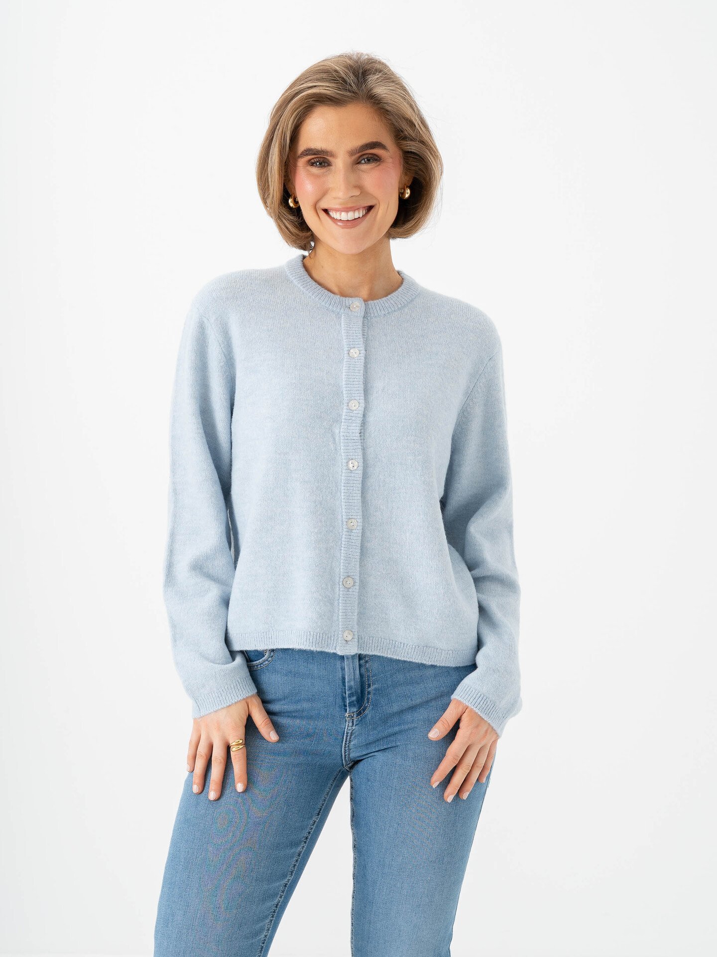 Only Simoni Long Sleeve O-Neck Cardigan Cashmere Blue