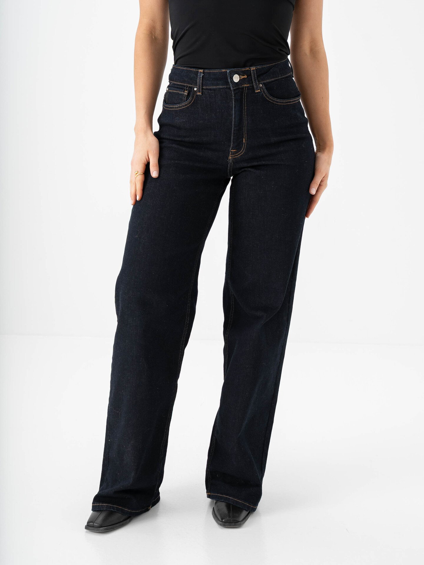 Only Madison Blush High Waist Wide Denim Dark Blue Denim Rinse