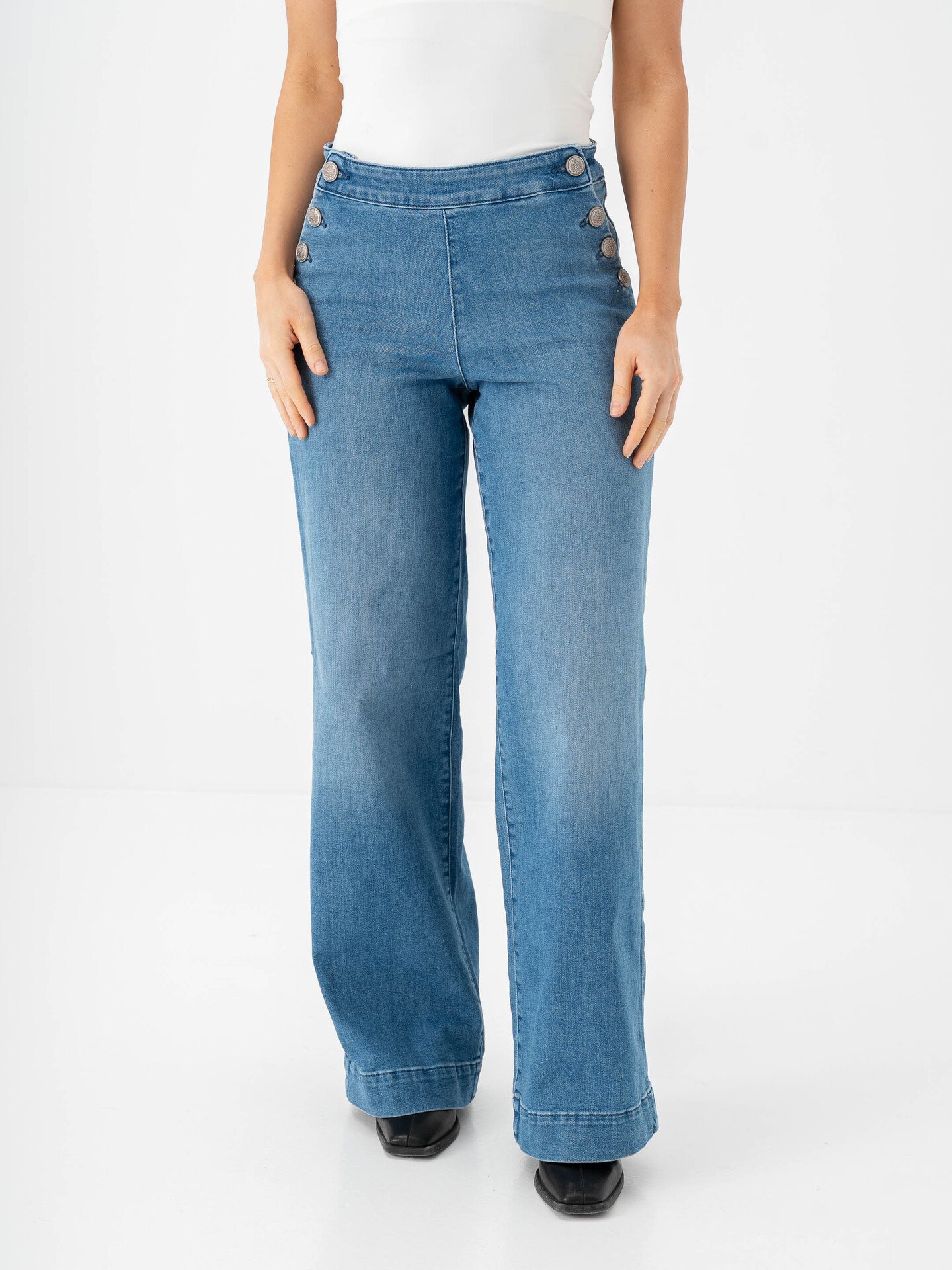 Only Madison Blush High Waist Wide Denim Medium Blue Denim