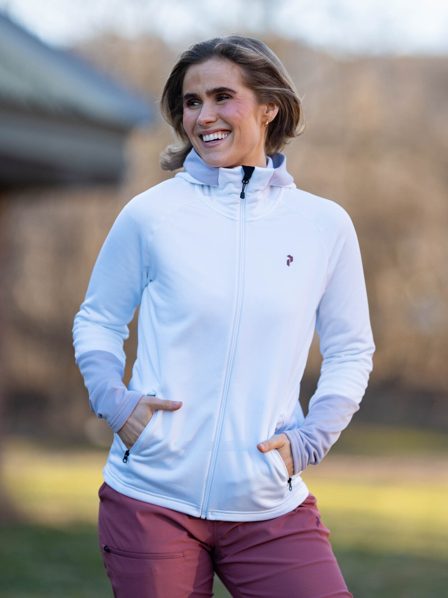 Peak Performance Rider Essentials Zip Hood White / Misty Lavendel