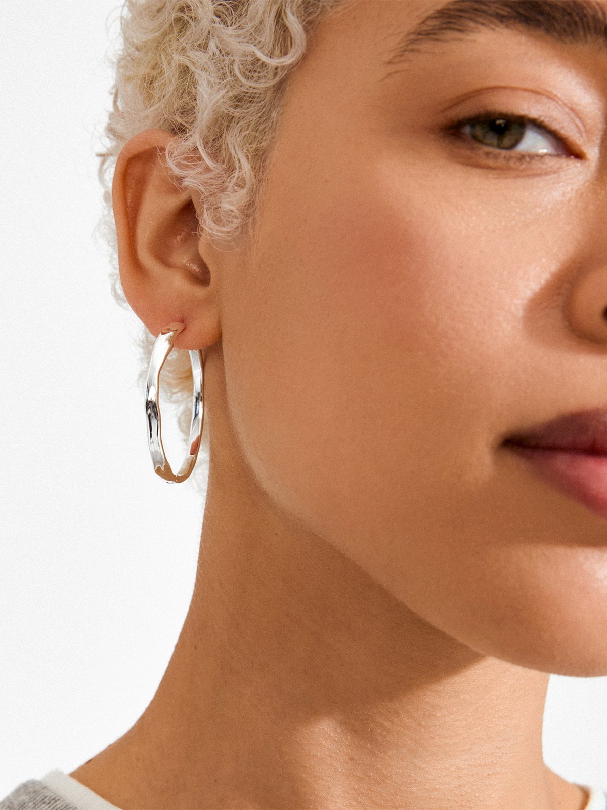 Pilgrim Ember Large Hoops Silver