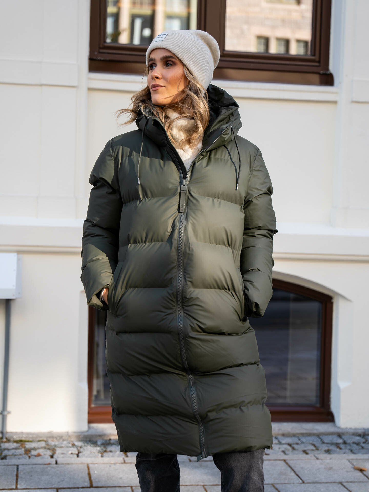 Rains Alta Longer Puffer Jacket Green