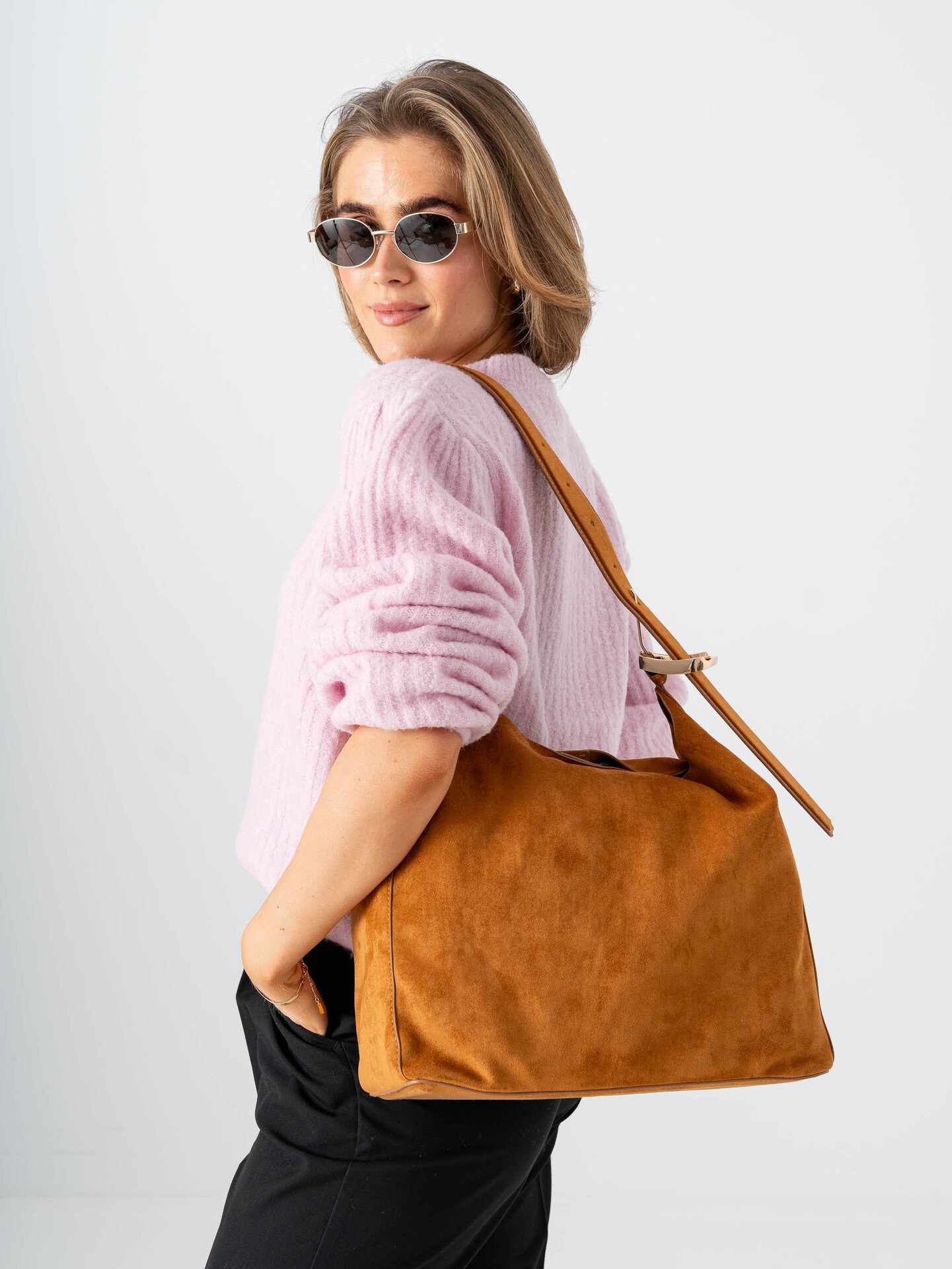 Roberto Rosso Sabbia Suede Handbag Camel