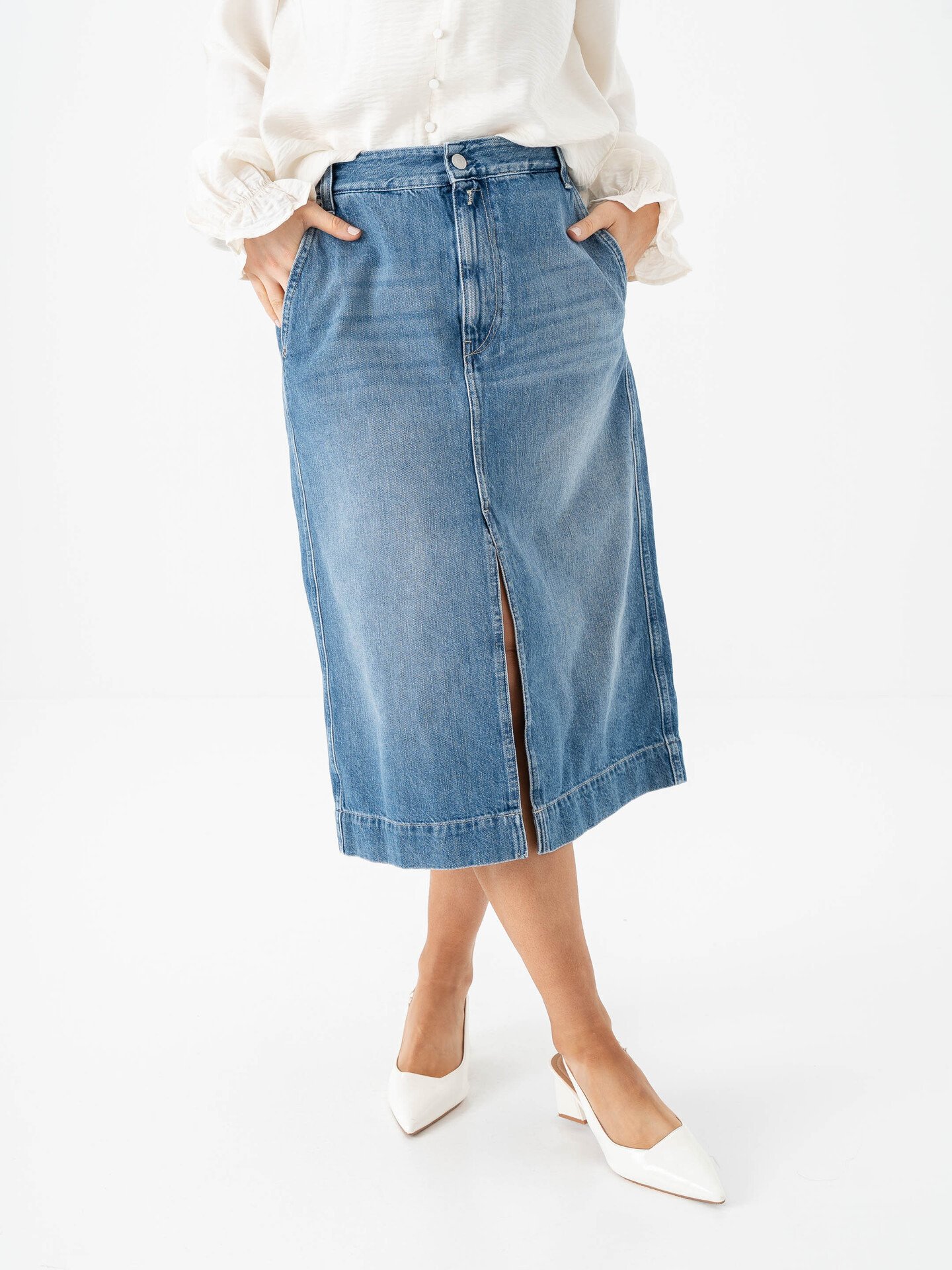 Replay Midi Skirt Light Blue