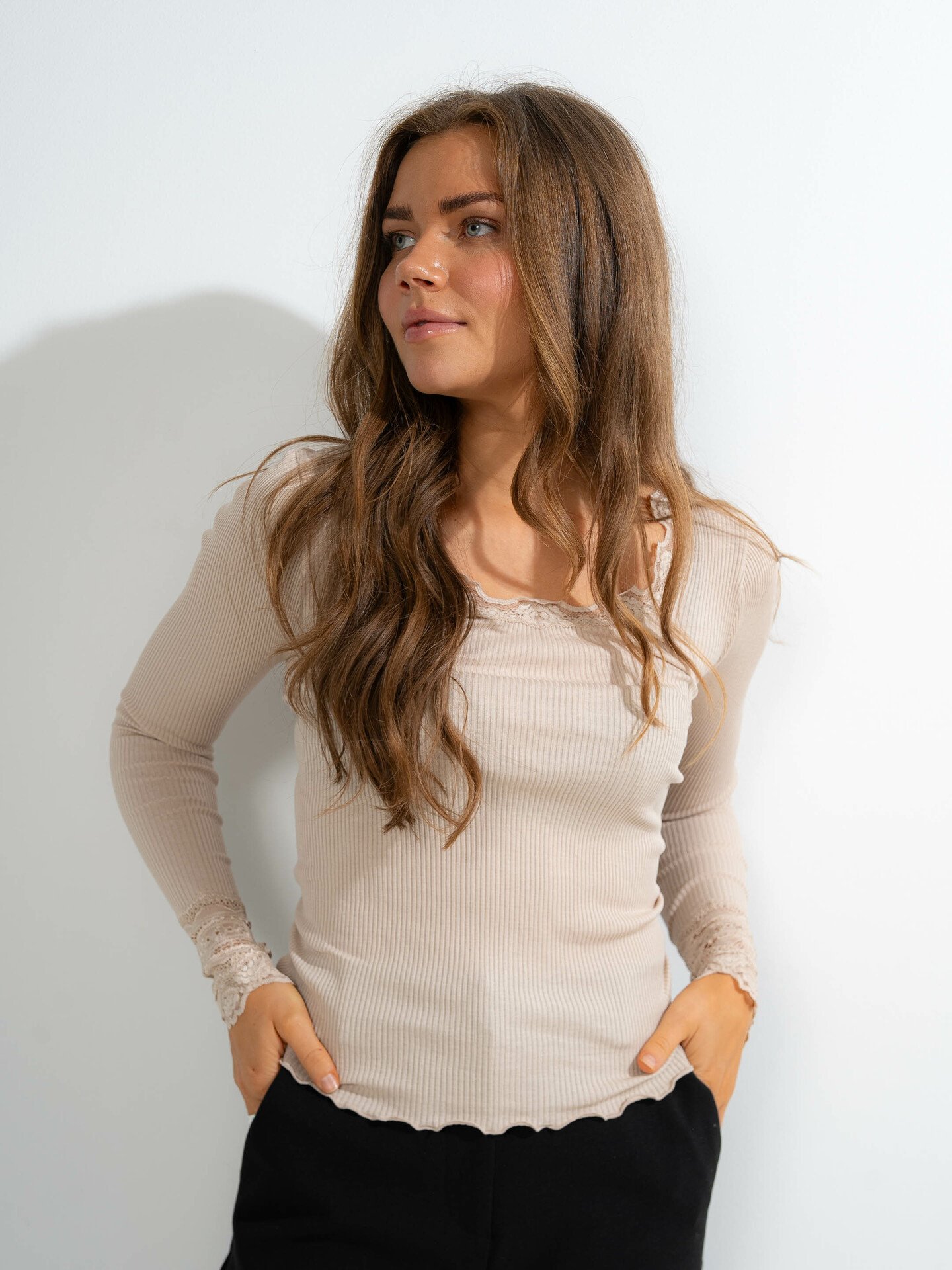 Rosemunde Benita Silk T-Shirt W/ Lace Cacao