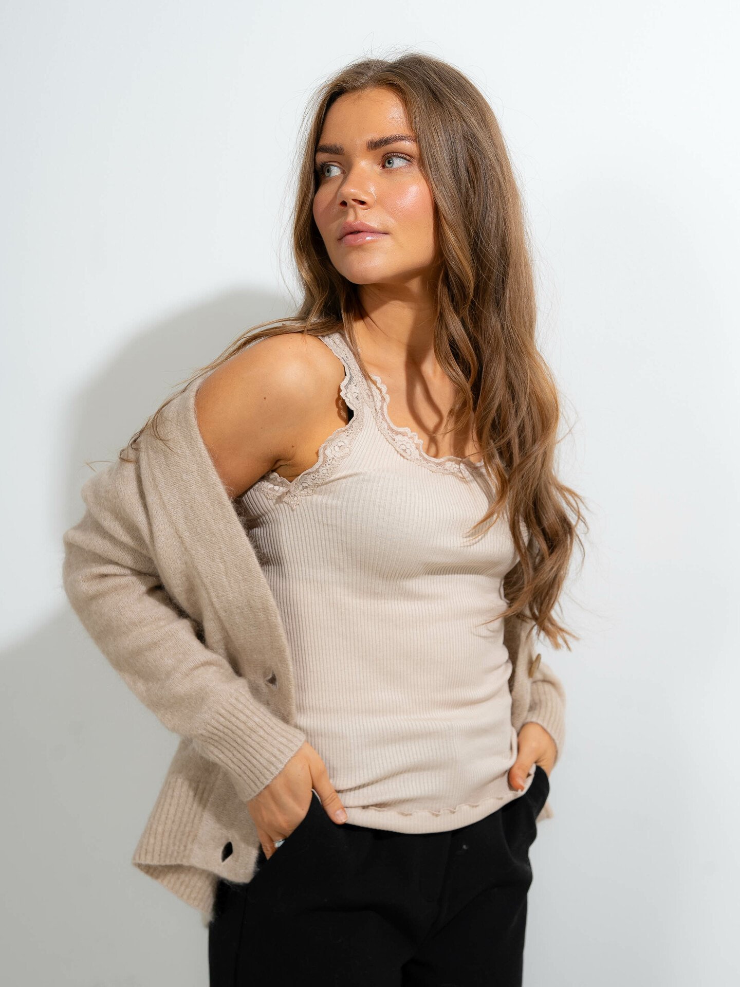 Rosemunde Babette Silk Top With Lace Cacao