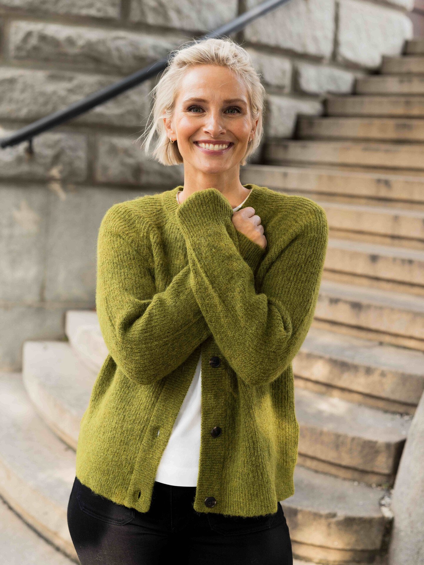 Selected Femme Lulu Long Sleeve Knit Short Cardigan Cardamom Seed Melange