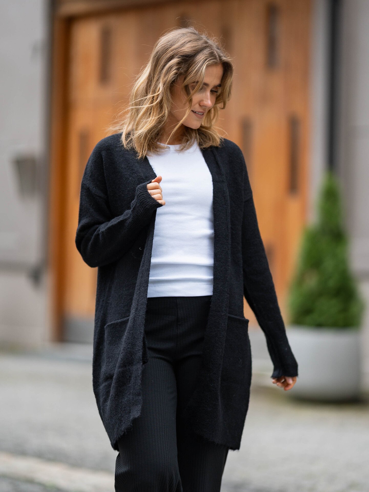 Selected Femme Lulu New Long Sleeve Knit Long Cardigan Black