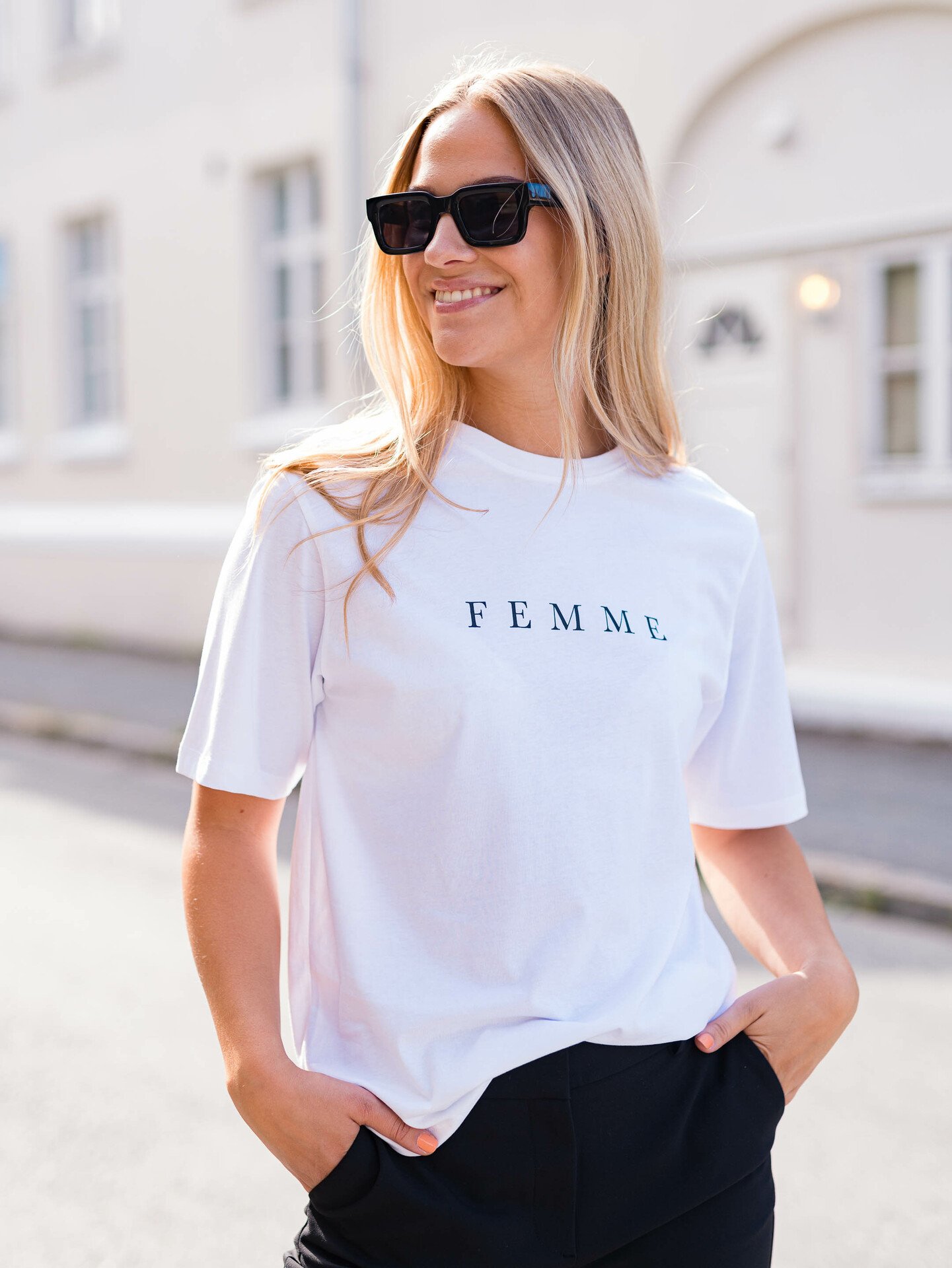 Selected Femme Vilja Short Sleeve Printed Tee Bright White / Black