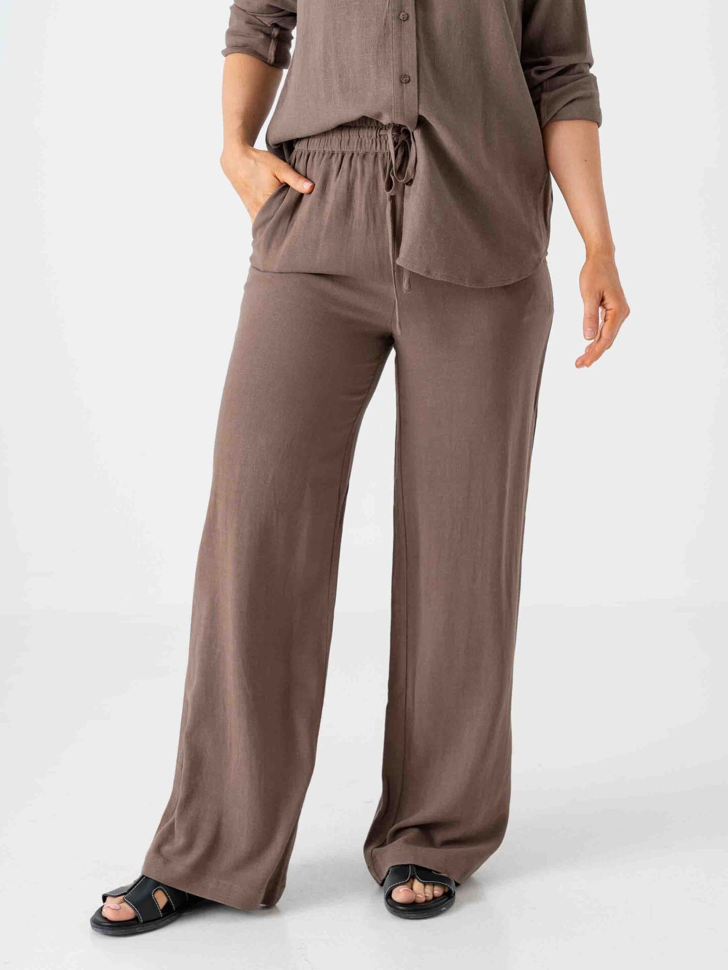 Selected Femme Viva Gulia High Waist Long Sun Pant Chocolate Chip