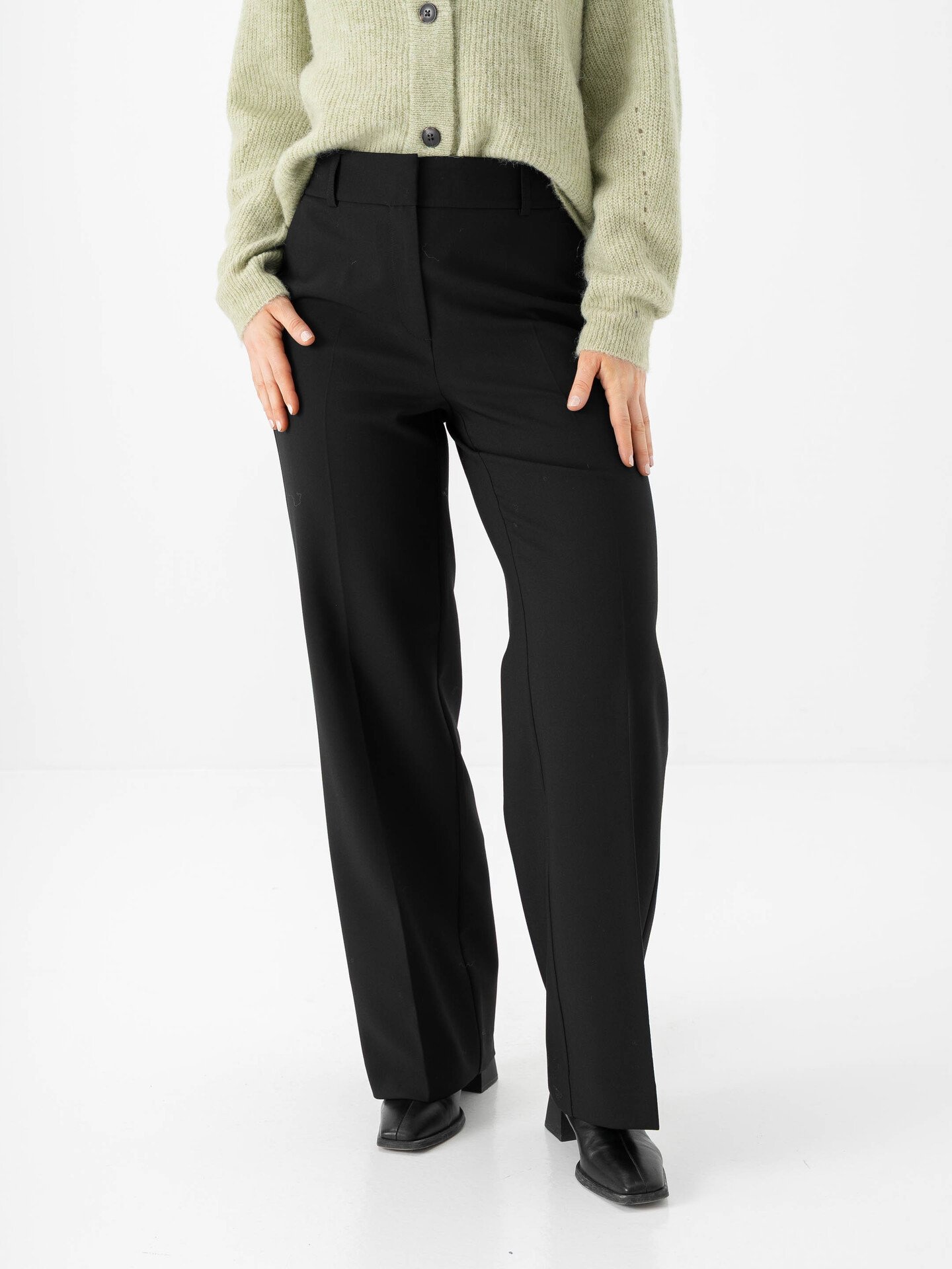 Selected Femme Rita Mid Waist Wide Pant Black