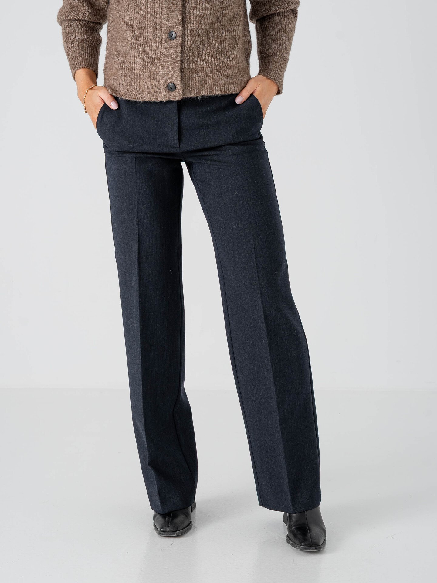 Selected Femme Rita Mid Waist Wide Pant Dark Sapphire Melange